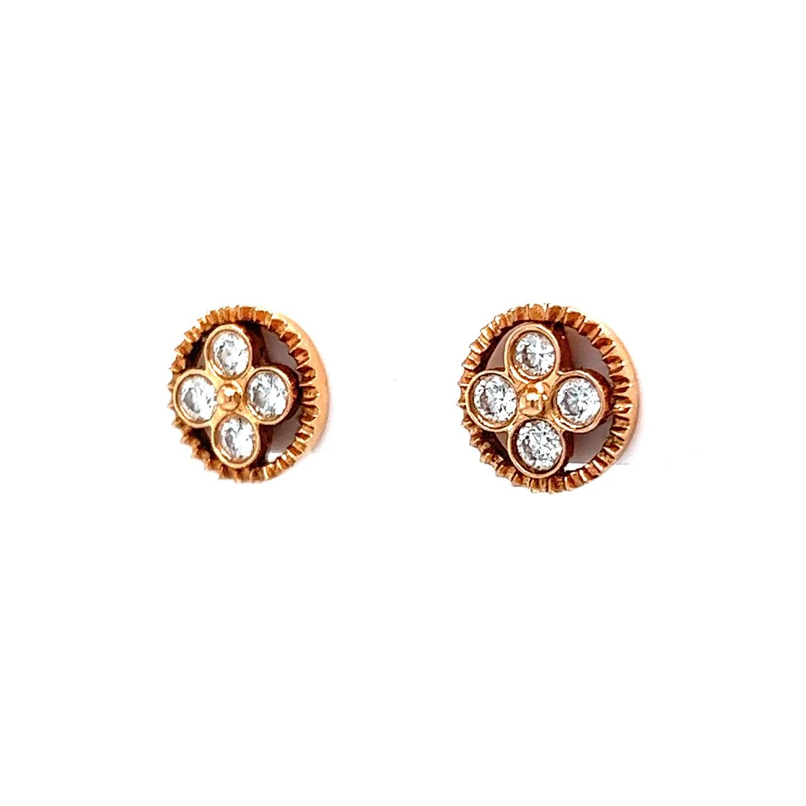 Geometric Diamond Cluster Earrings in Rose Gold - Image 2