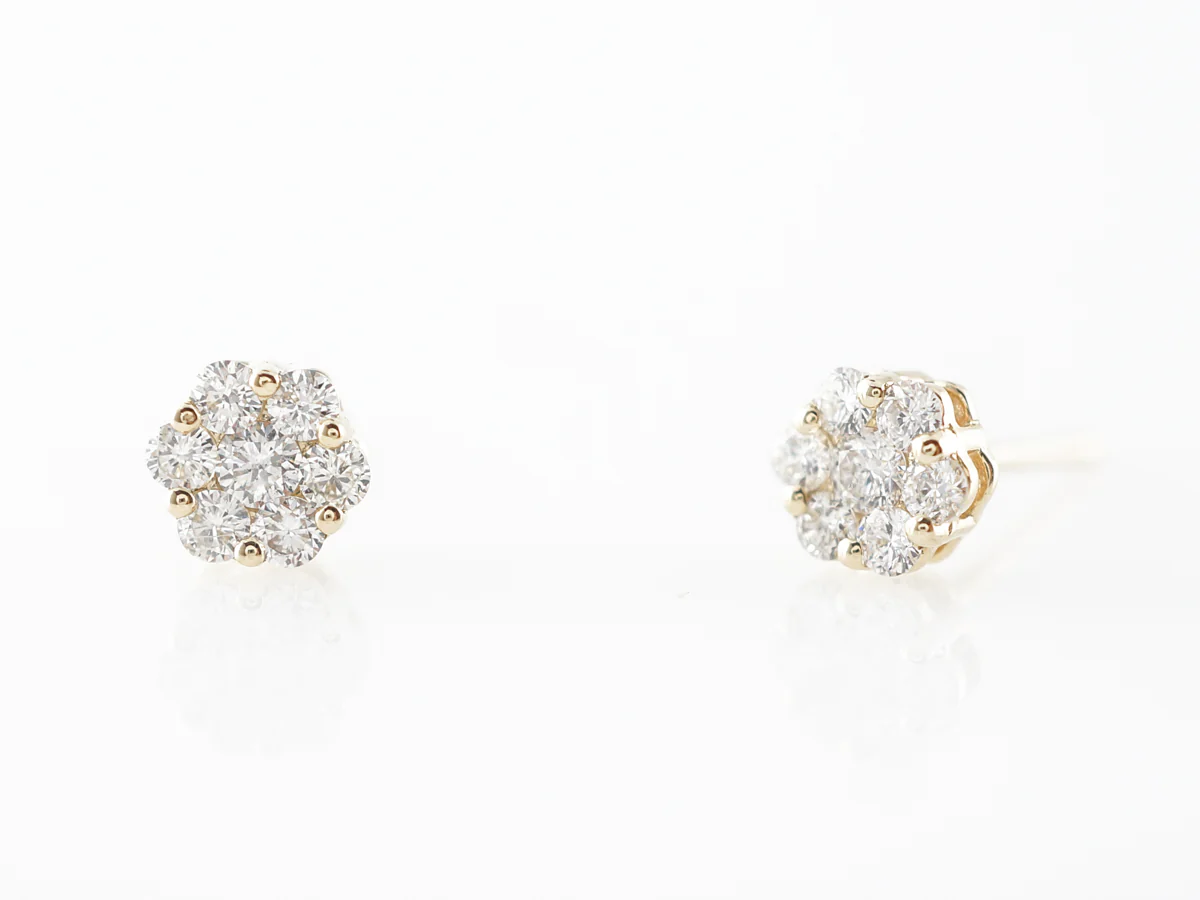 Geometric Diamond Stud Earrings in 14k Yellow Gold
