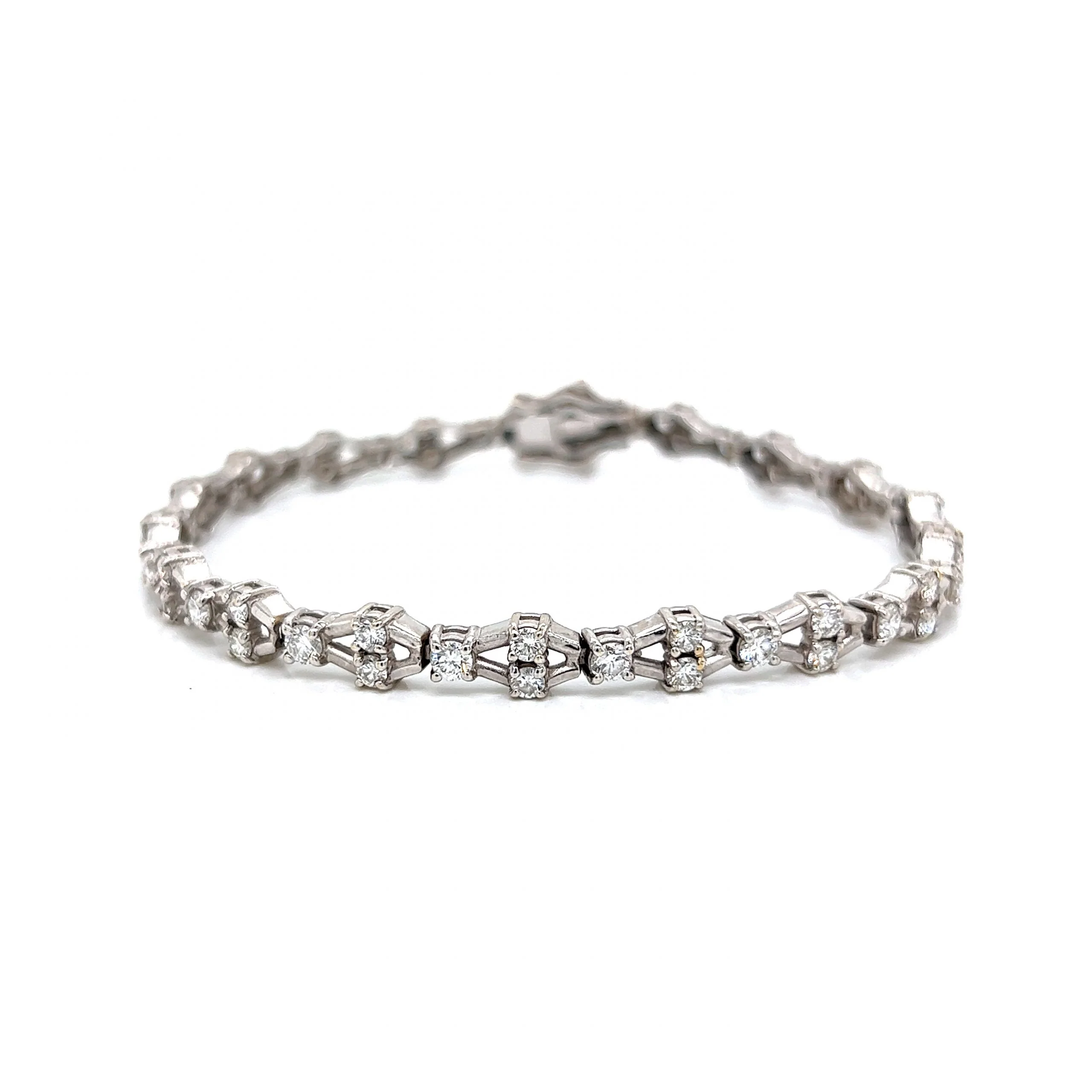 Geometric Diamond Tennis Bracelet in 18k White Gold