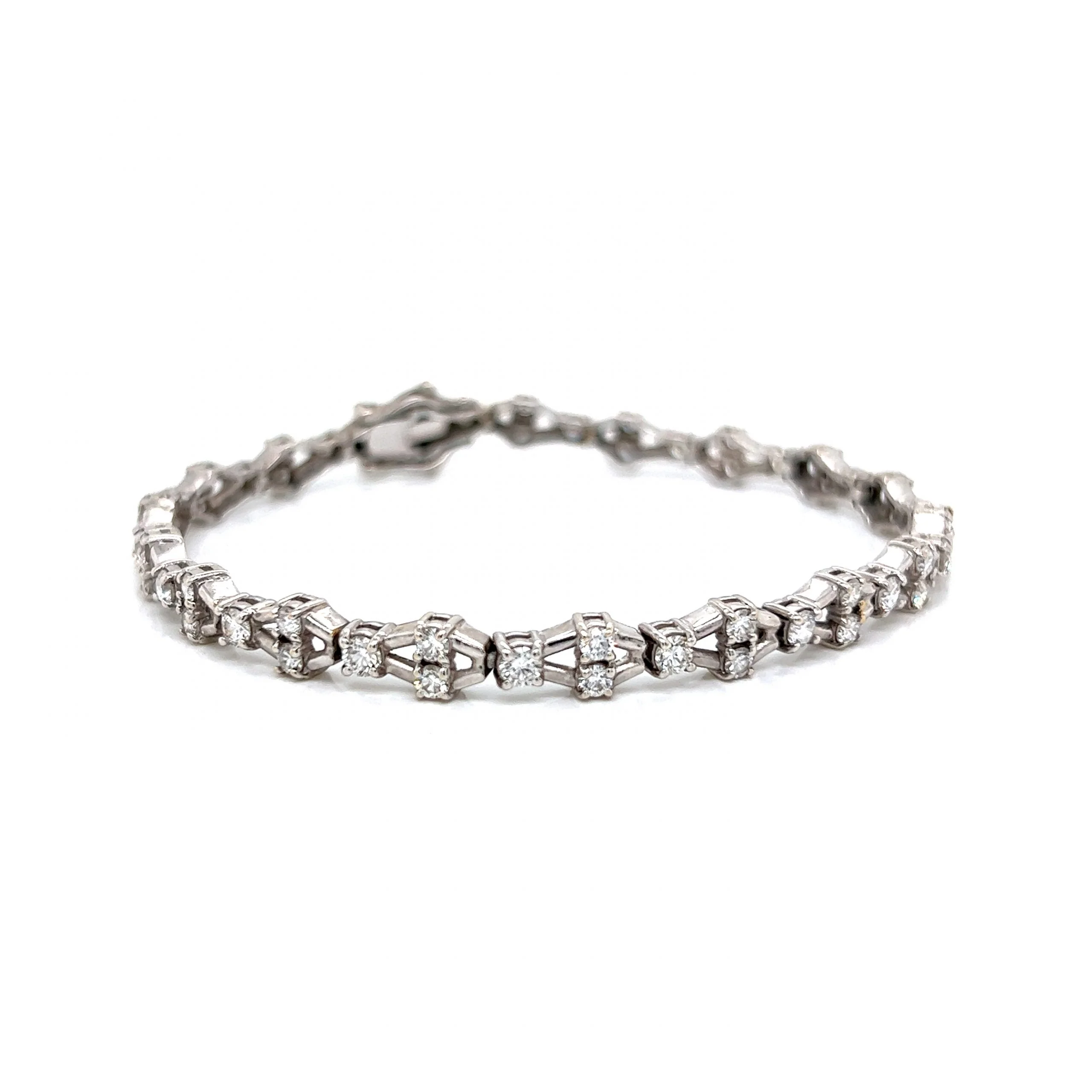 Geometric Diamond Tennis Bracelet in 18k White Gold - Image 3