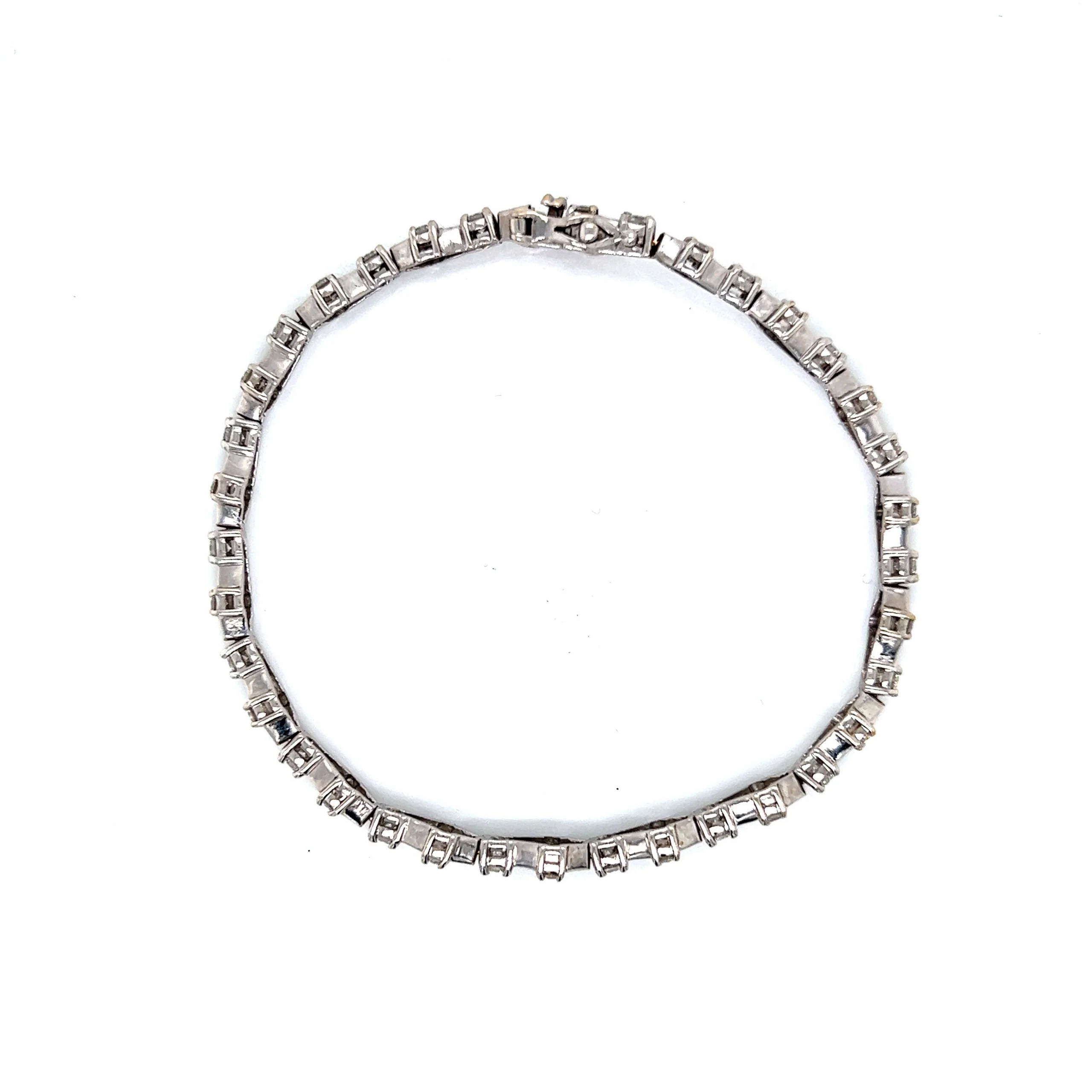 Geometric Diamond Tennis Bracelet in 18k White Gold - Image 4