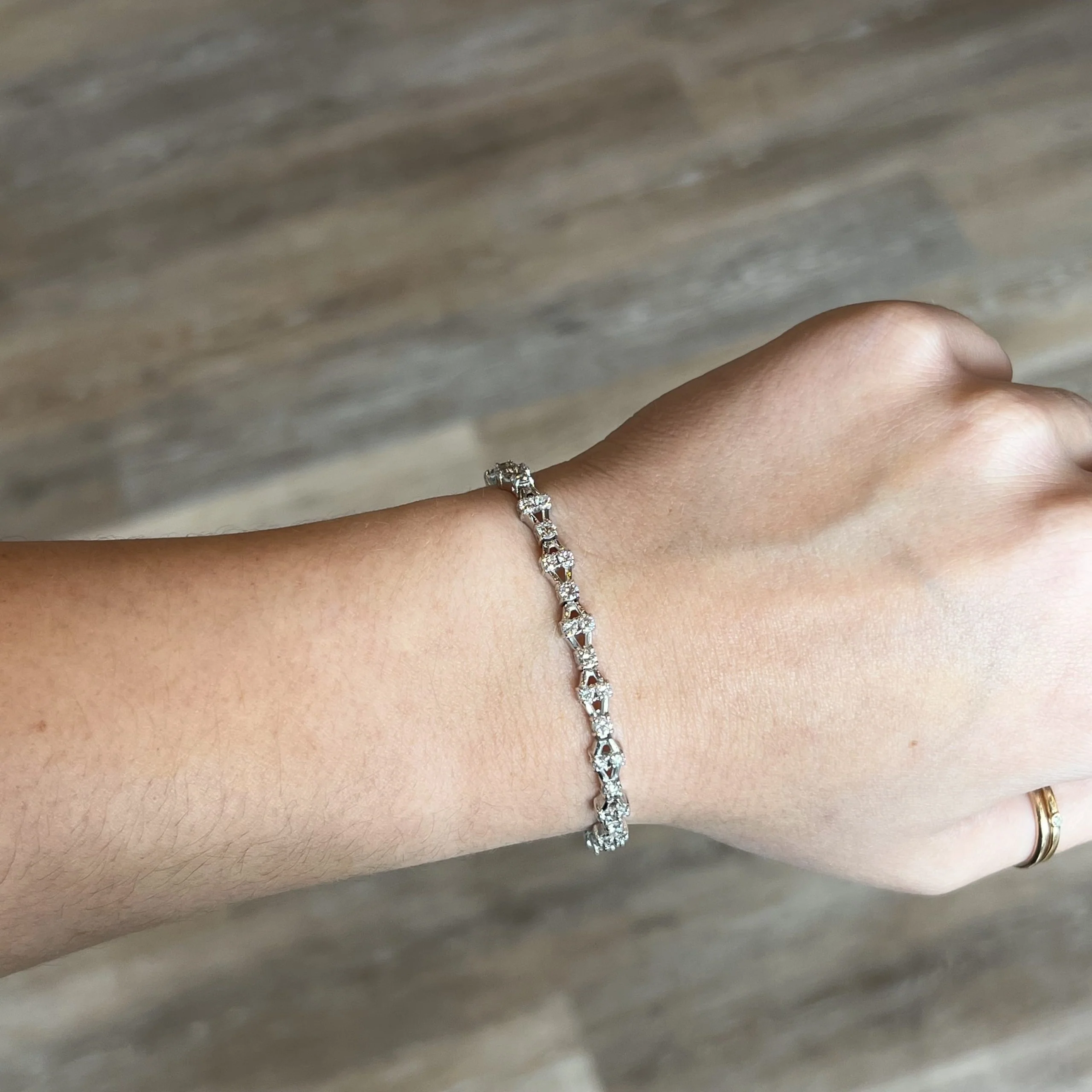 Geometric Diamond Tennis Bracelet in 18k White Gold - Image 6