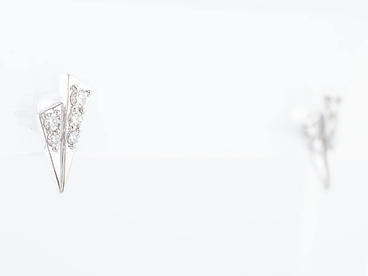 Geometric Earrings Modern .17 Single Cut Diamonds in 14k White Gold - Image 3