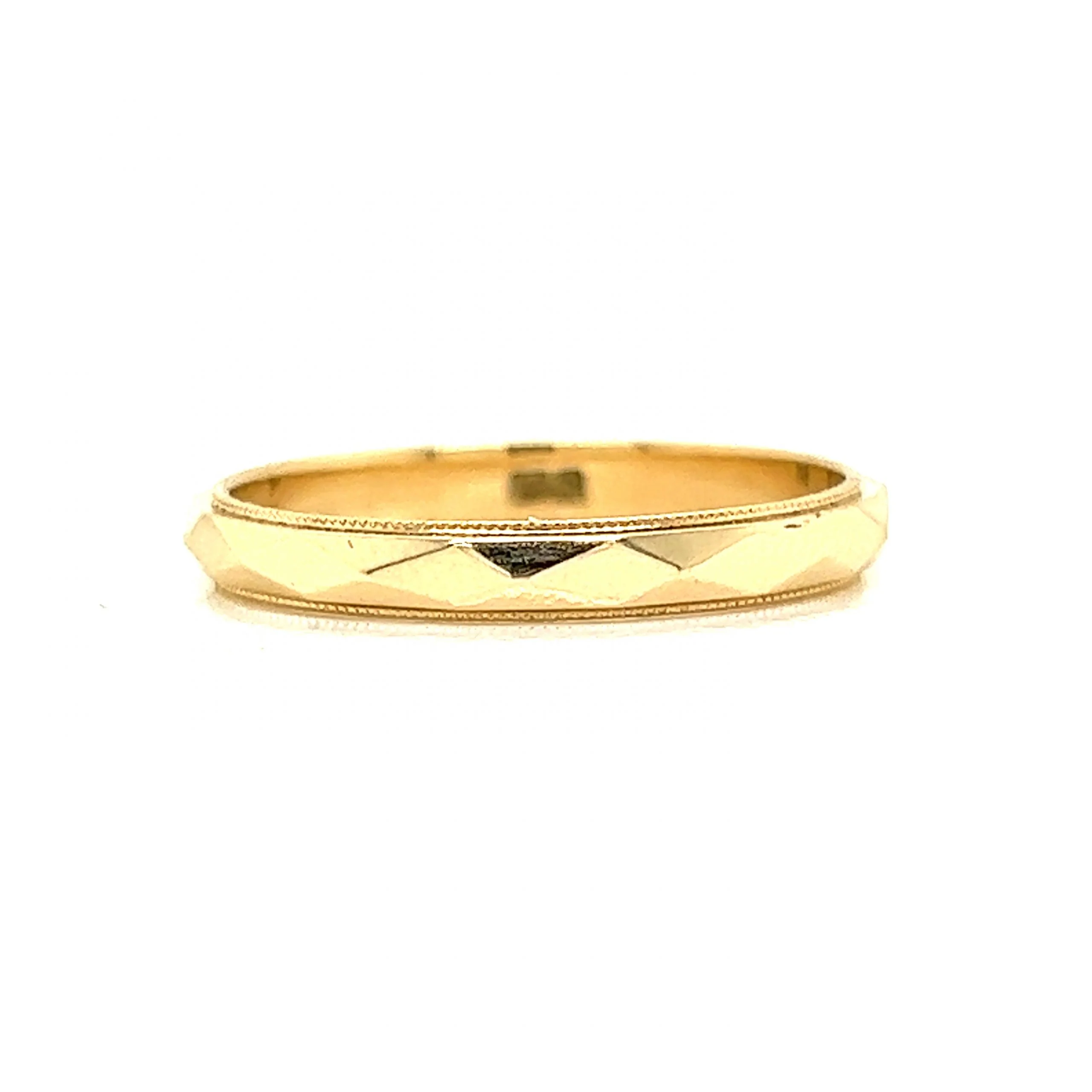 Geometric Milgrain Wedding Band in 14k Yellow Gold