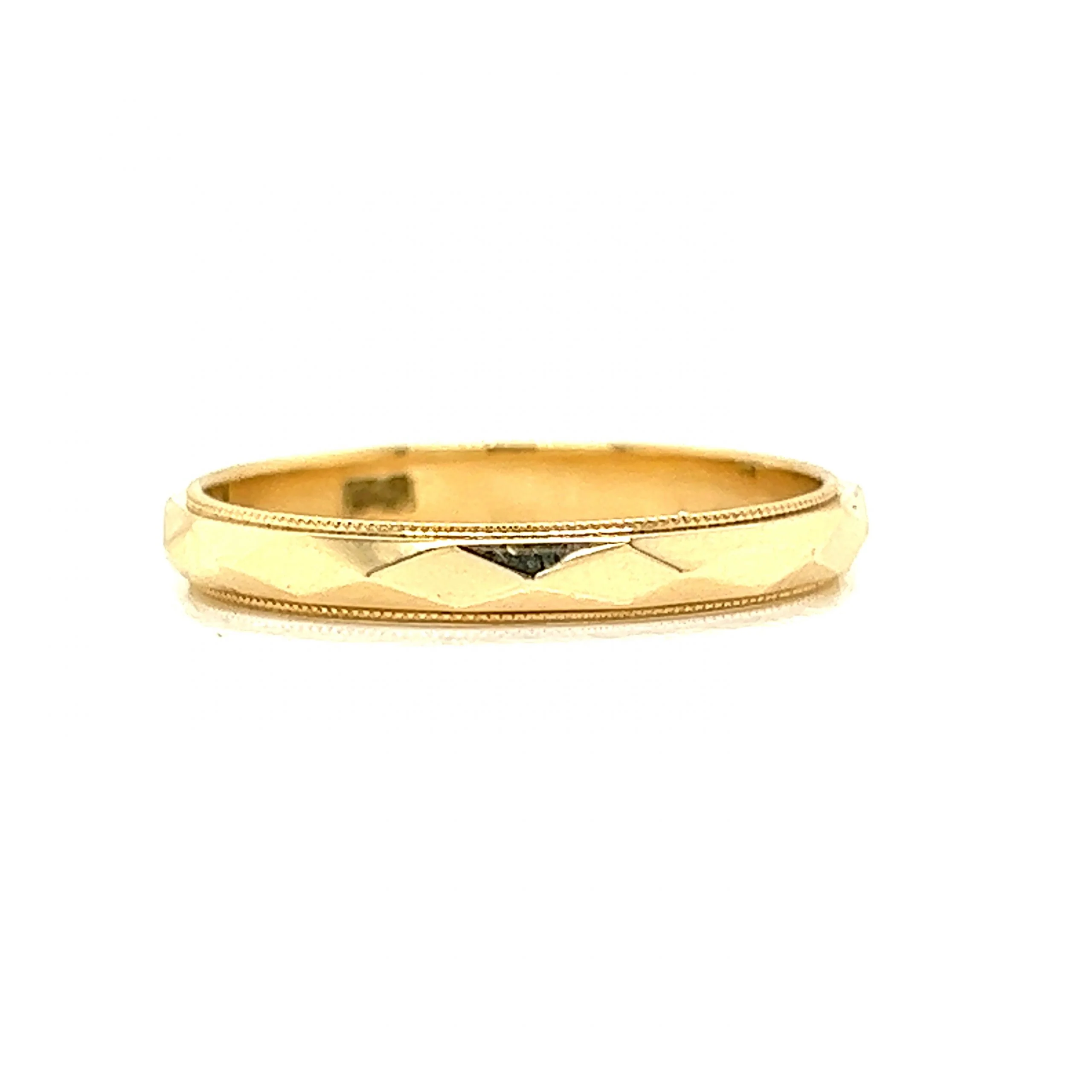 Geometric Milgrain Wedding Band in 14k Yellow Gold - Image 3