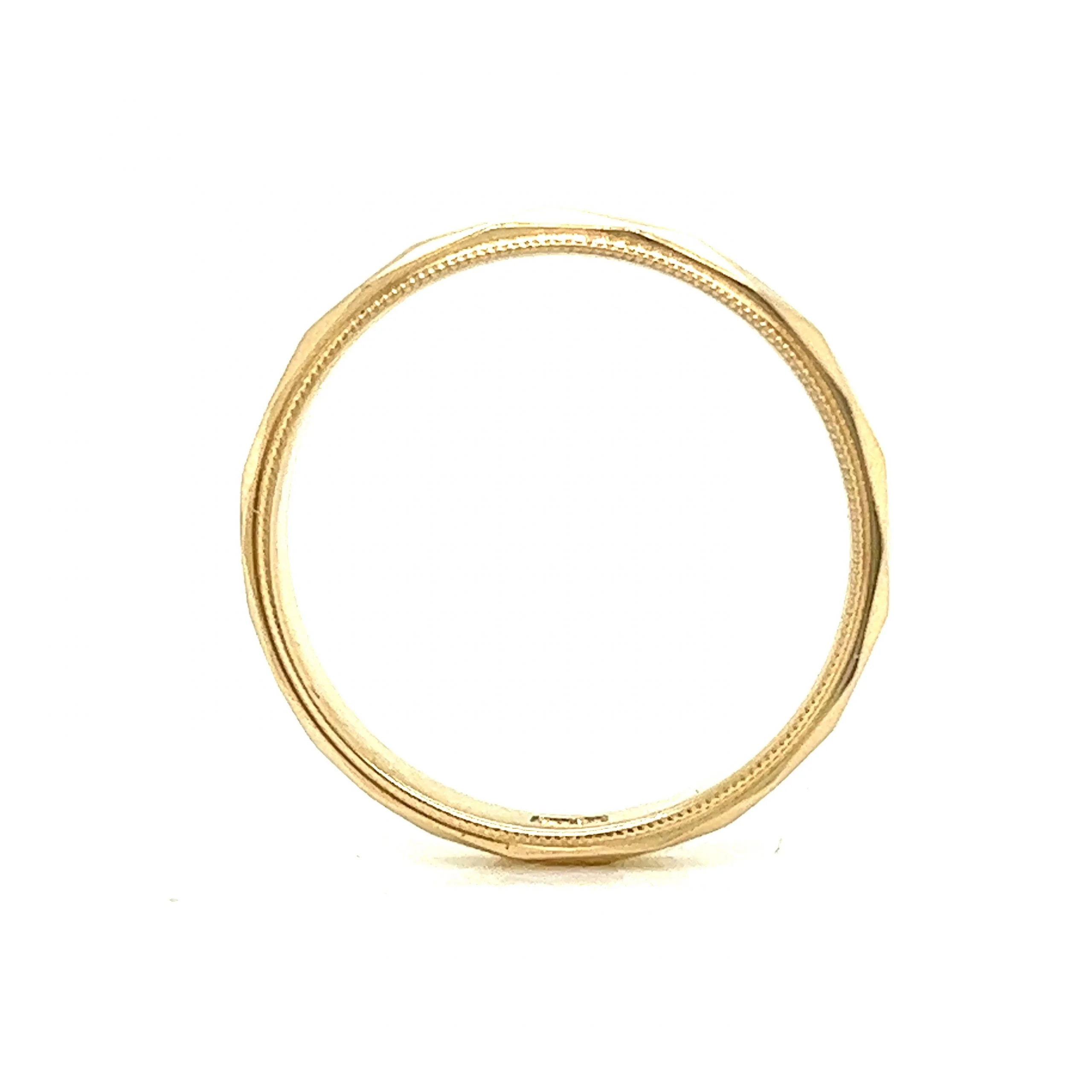 Geometric Milgrain Wedding Band in 14k Yellow Gold - Image 4