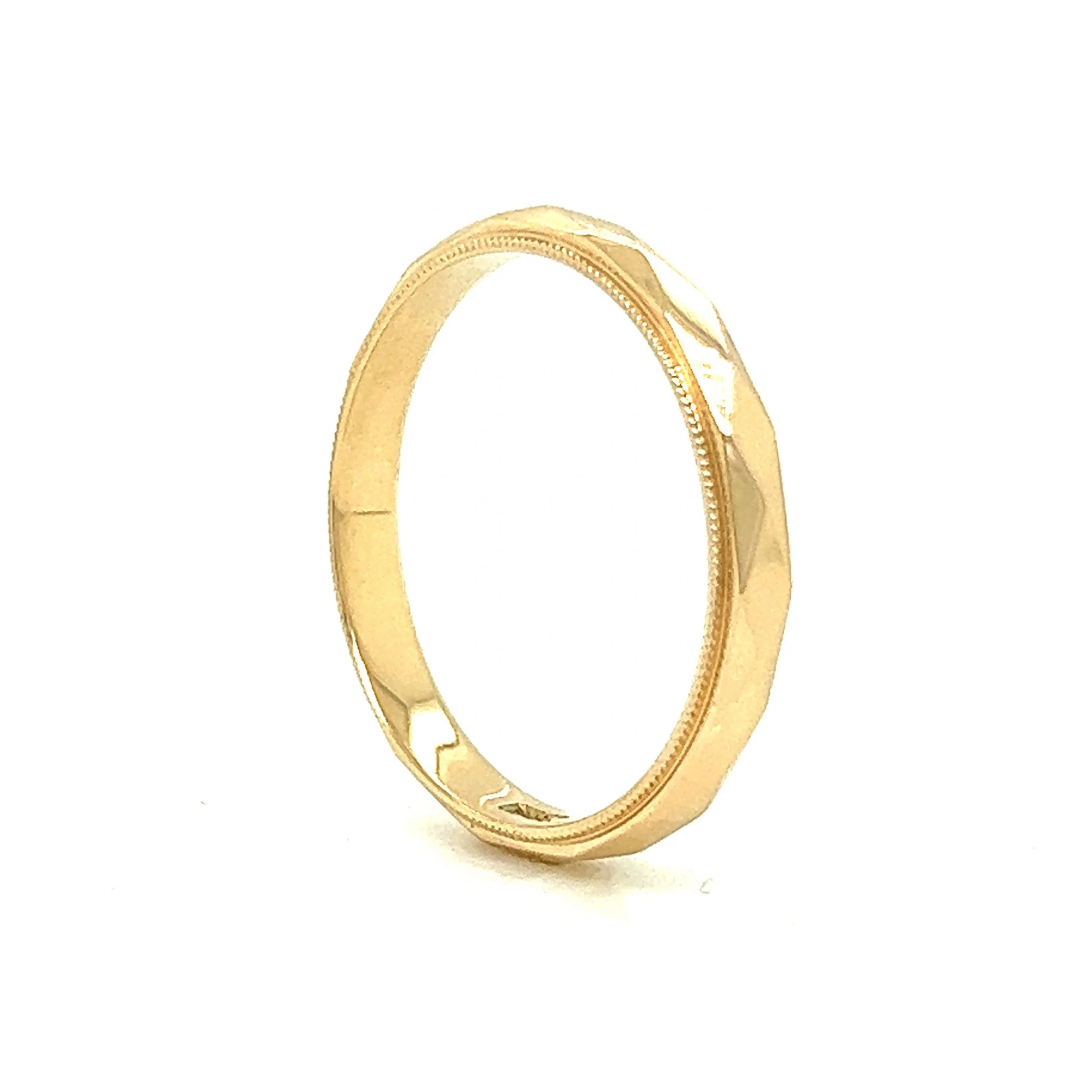 Geometric Milgrain Wedding Band in 14k Yellow Gold - Image 5