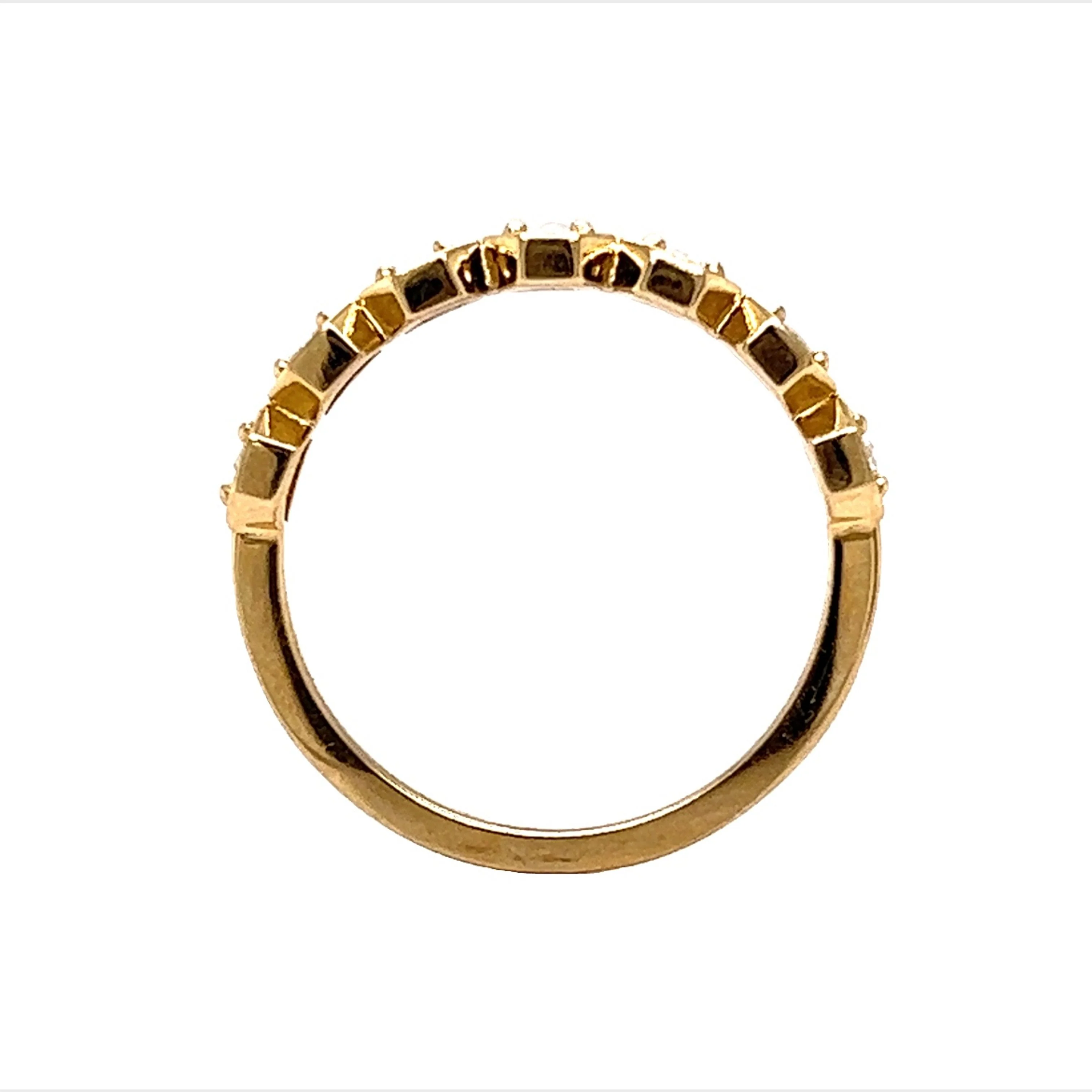 Geometric Rose Cut Diamond Wedding Band in 14k Yellow Gold - Image 4