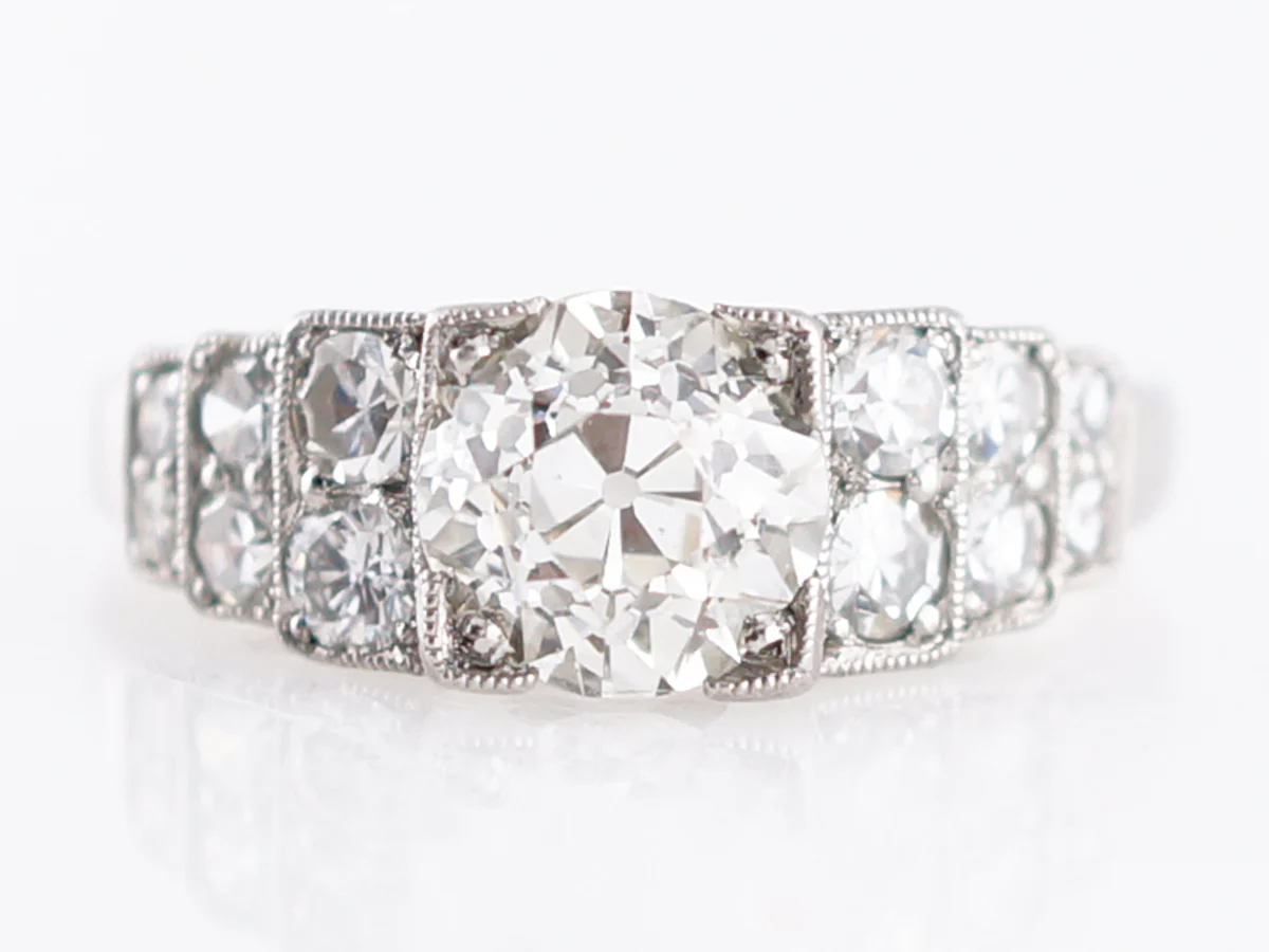 GIA 1.25 Carat Old European Cut Antique Engagement Ring