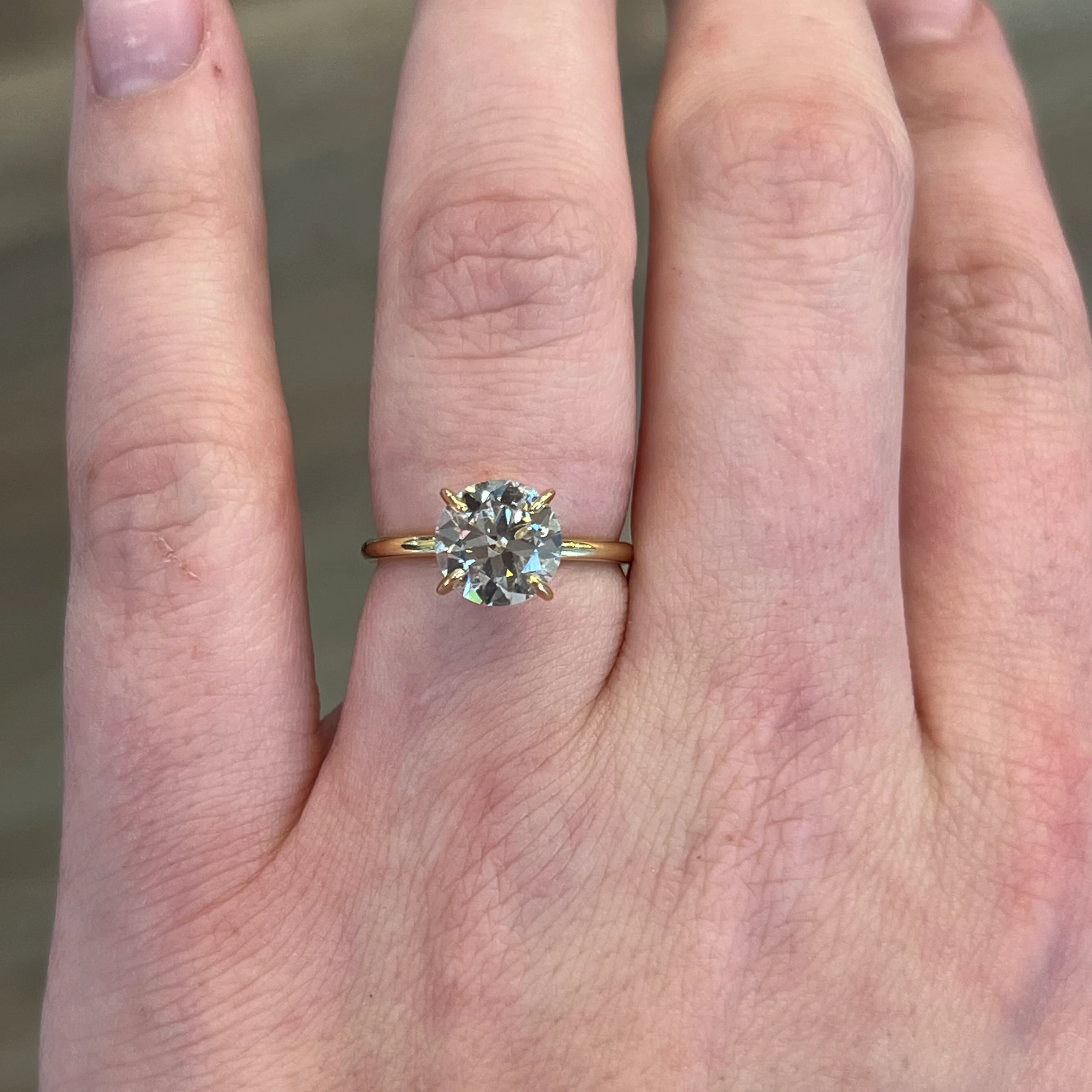 2.08 Old European Cut Diamond Engagement Ring in 14k Yellow Gold - Image 6