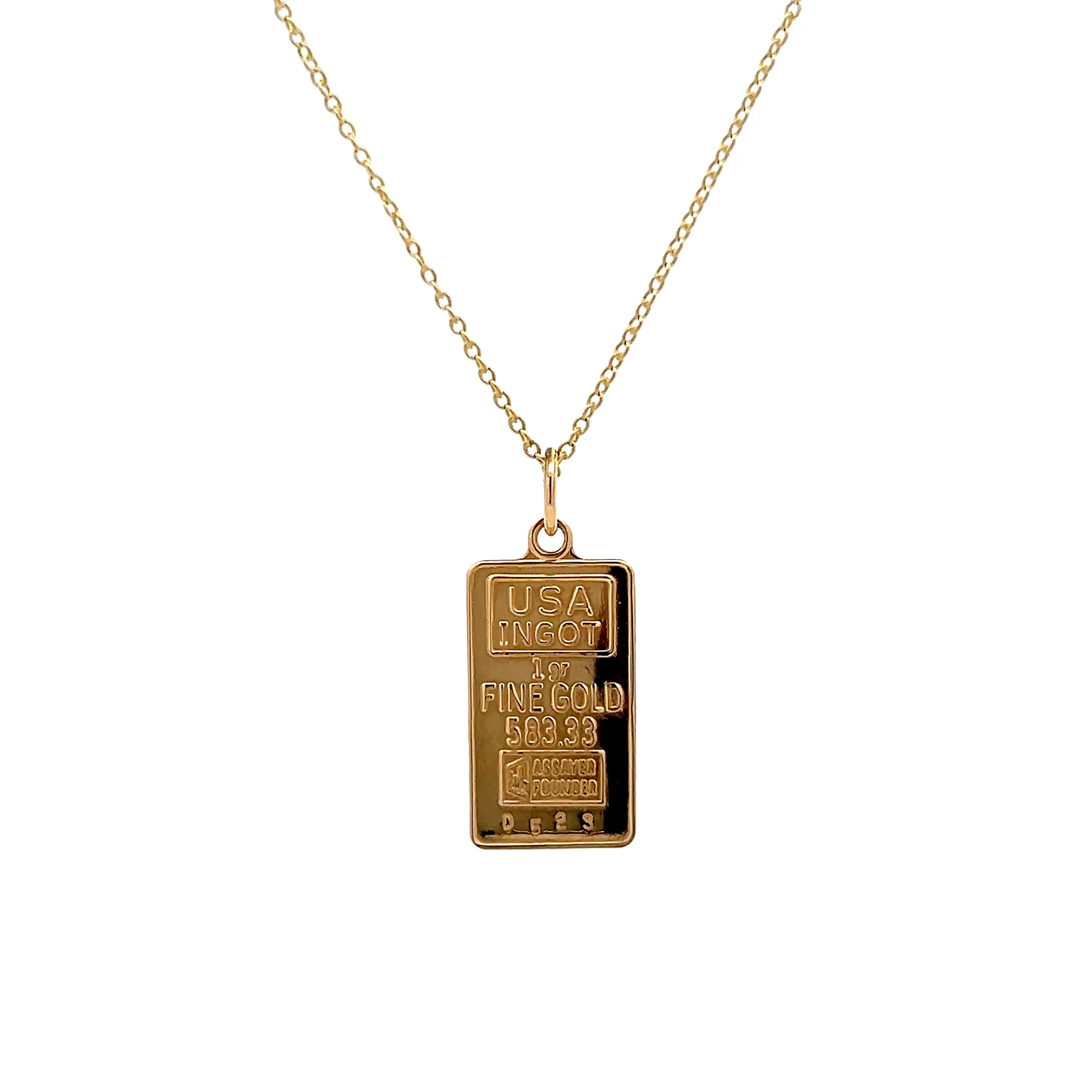 Gold Bar Pendant Necklace in 14k Yellow Gold