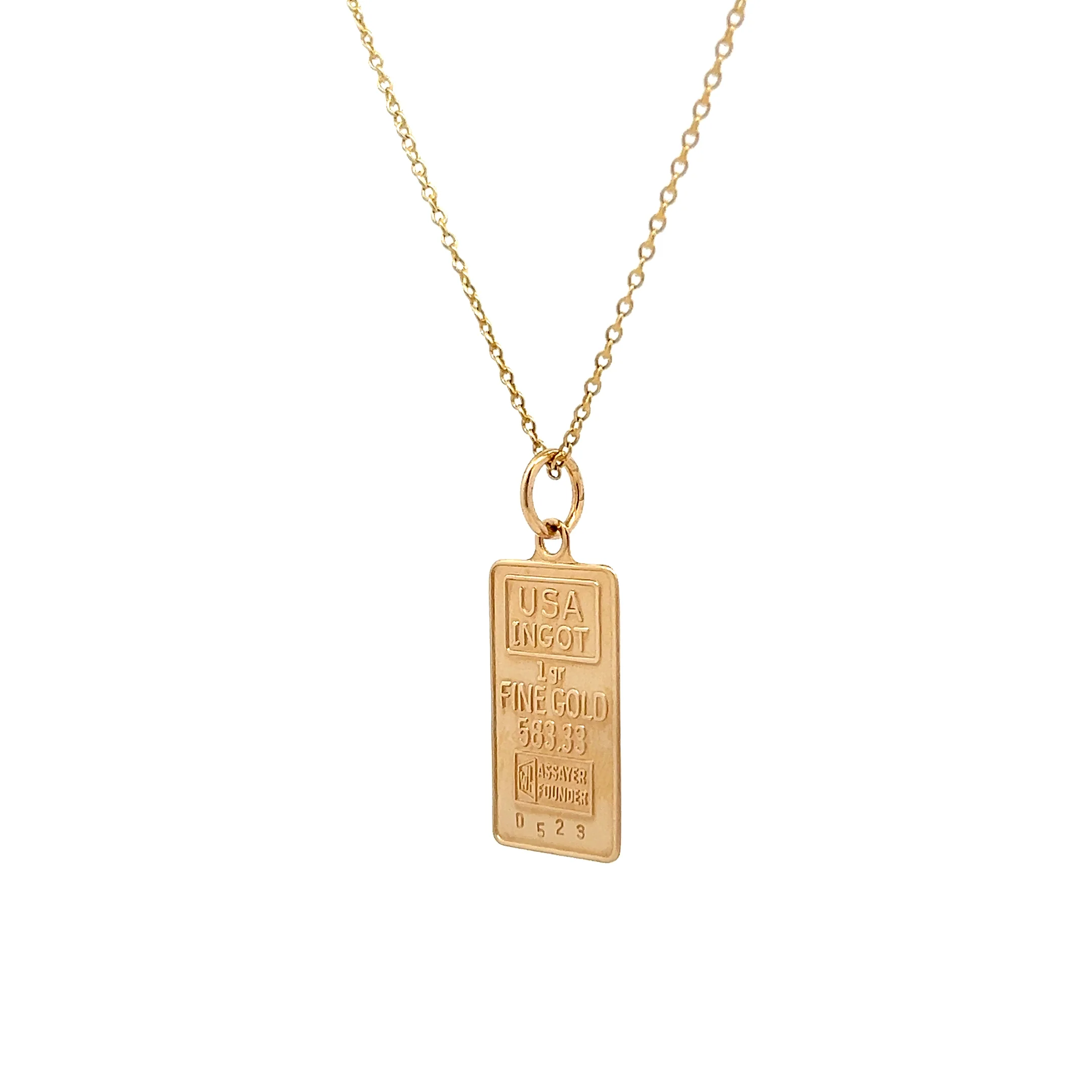 Gold Bar Pendant Necklace in 14k Yellow Gold - Image 2