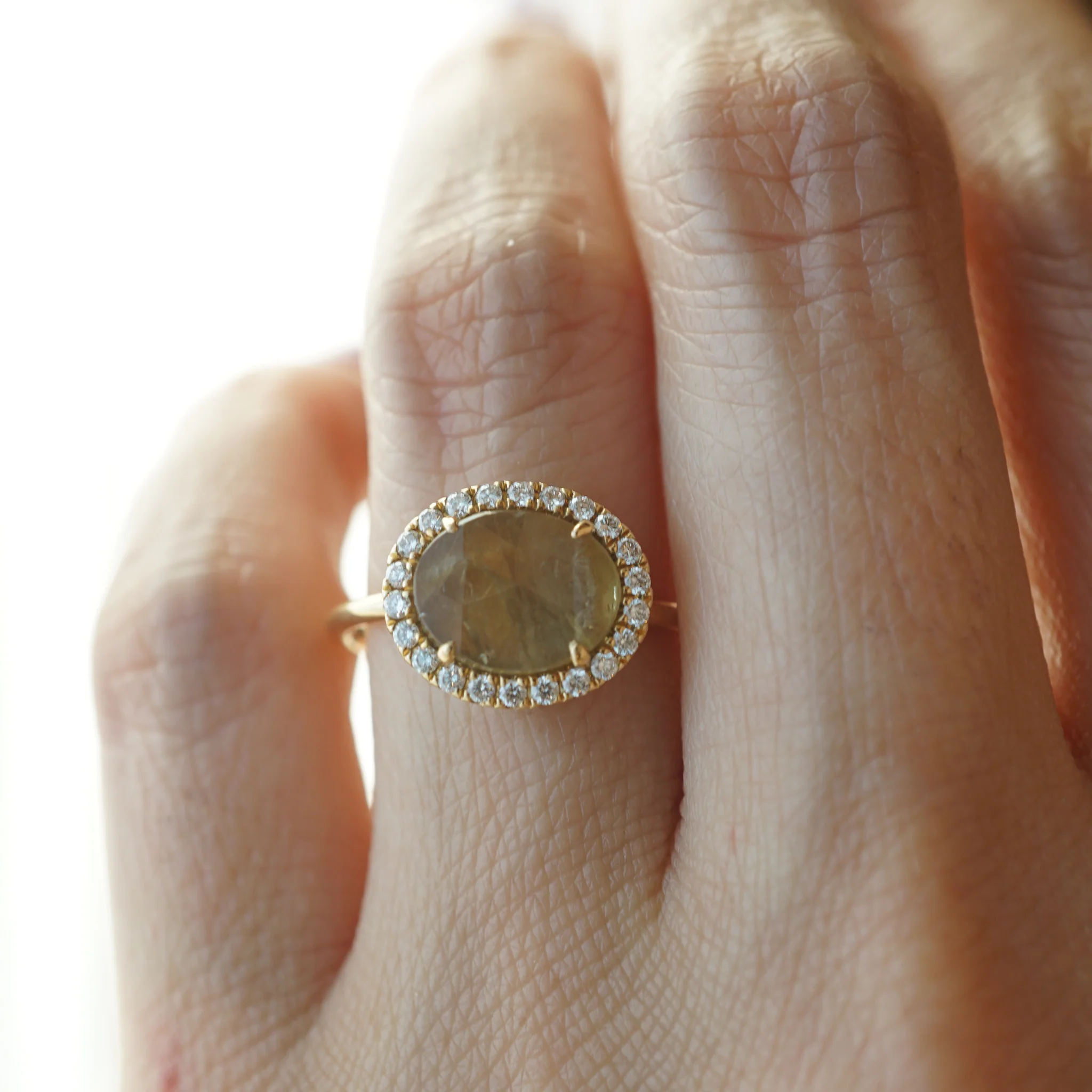 Golden Rustic Diamond Engagement Ring in 18k - Image 7