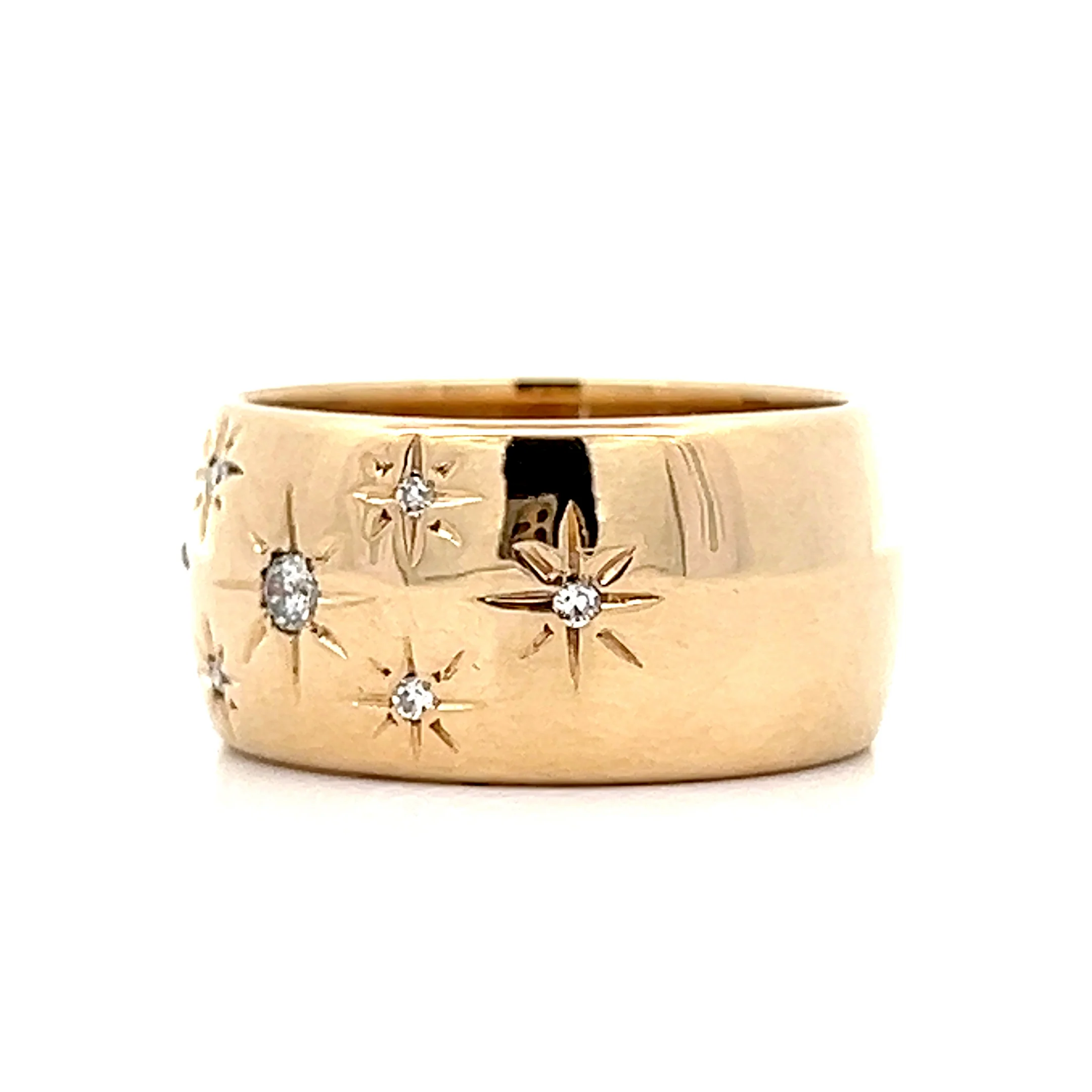 Cigar Diamond Band in 14k Yellow Gold - Image 2