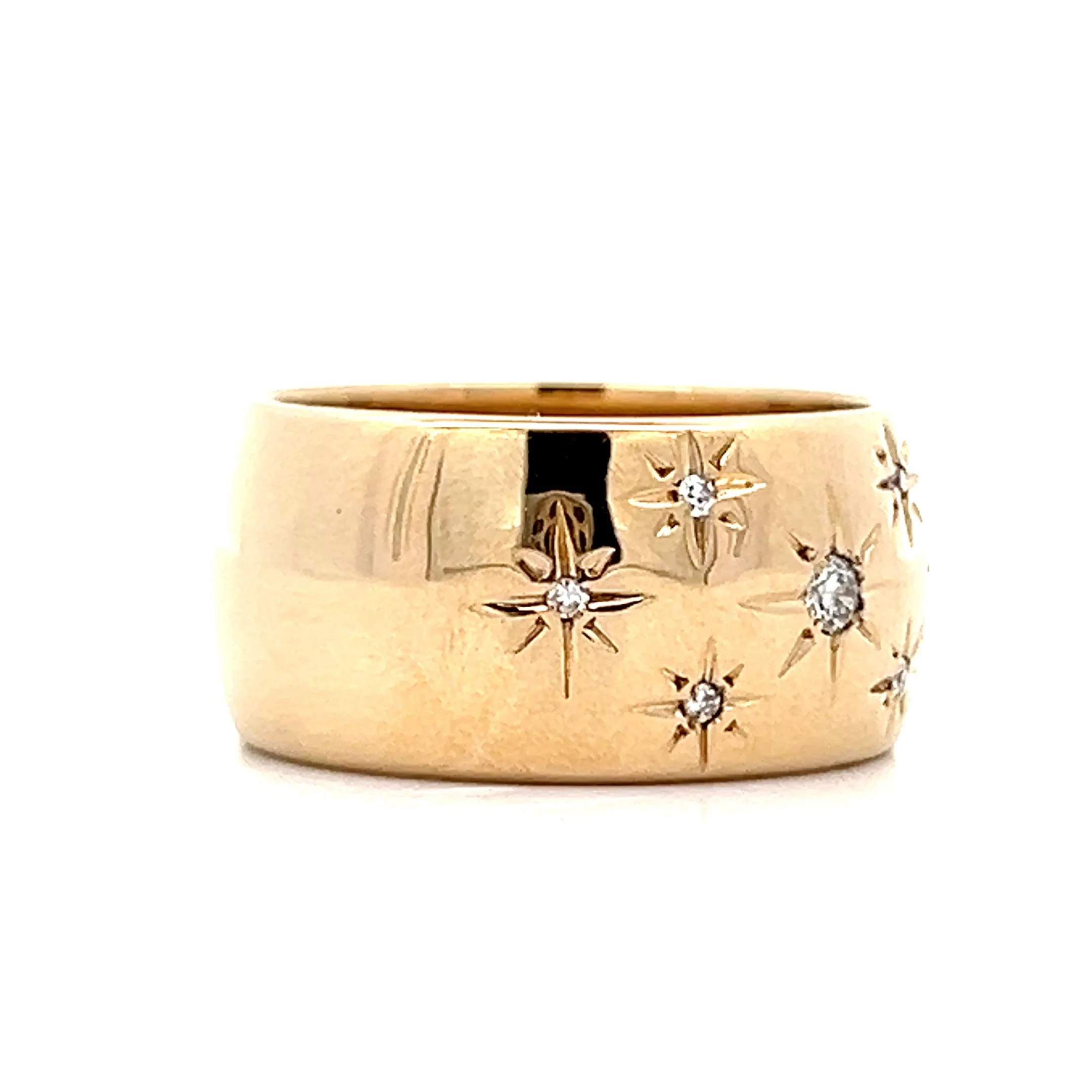 Cigar Diamond Band in 14k Yellow Gold - Image 3