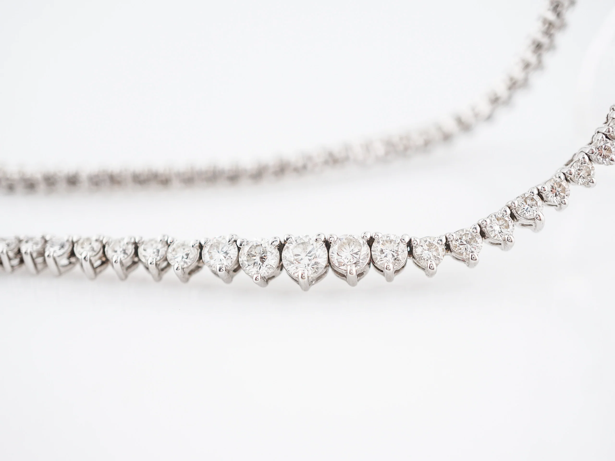 Graduated Diamond Eternity Necklace Modern 7.76 Round Brilliant Cut Diamonds in 14k White Gold - Image 3