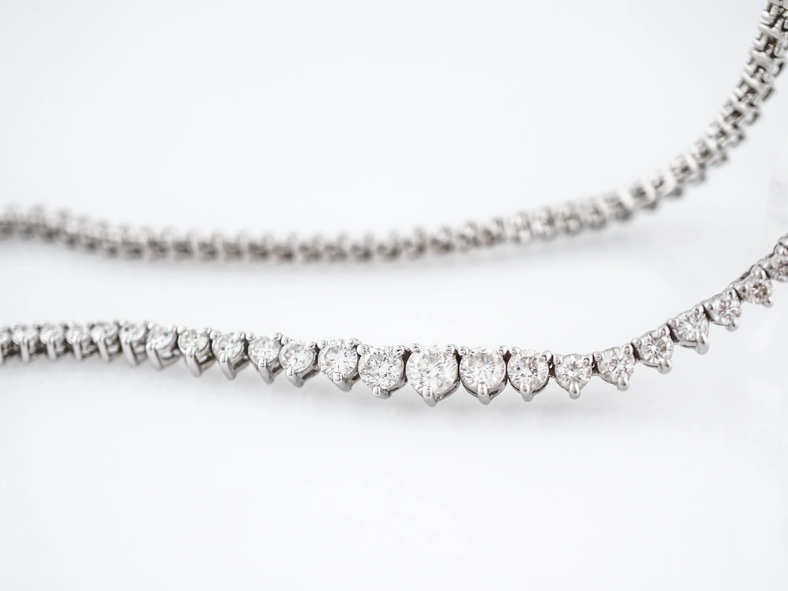 Graduated Diamond Eternity Necklace Modern 7.76 Round Brilliant Cut Diamonds in 14k White Gold - Image 4