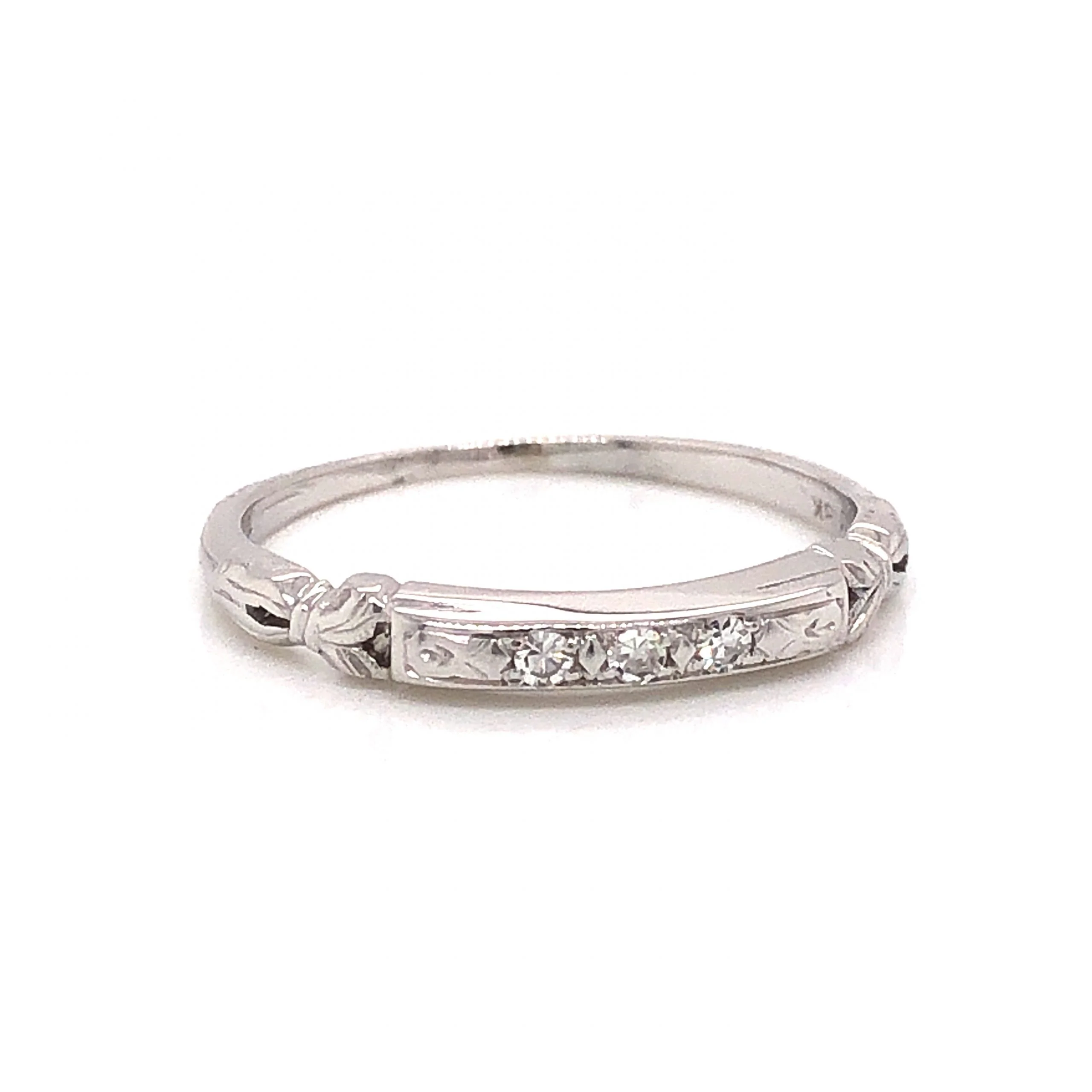 Granat Bros Art Deco Diamond Wedding Band in 18k White Gold - Image 3