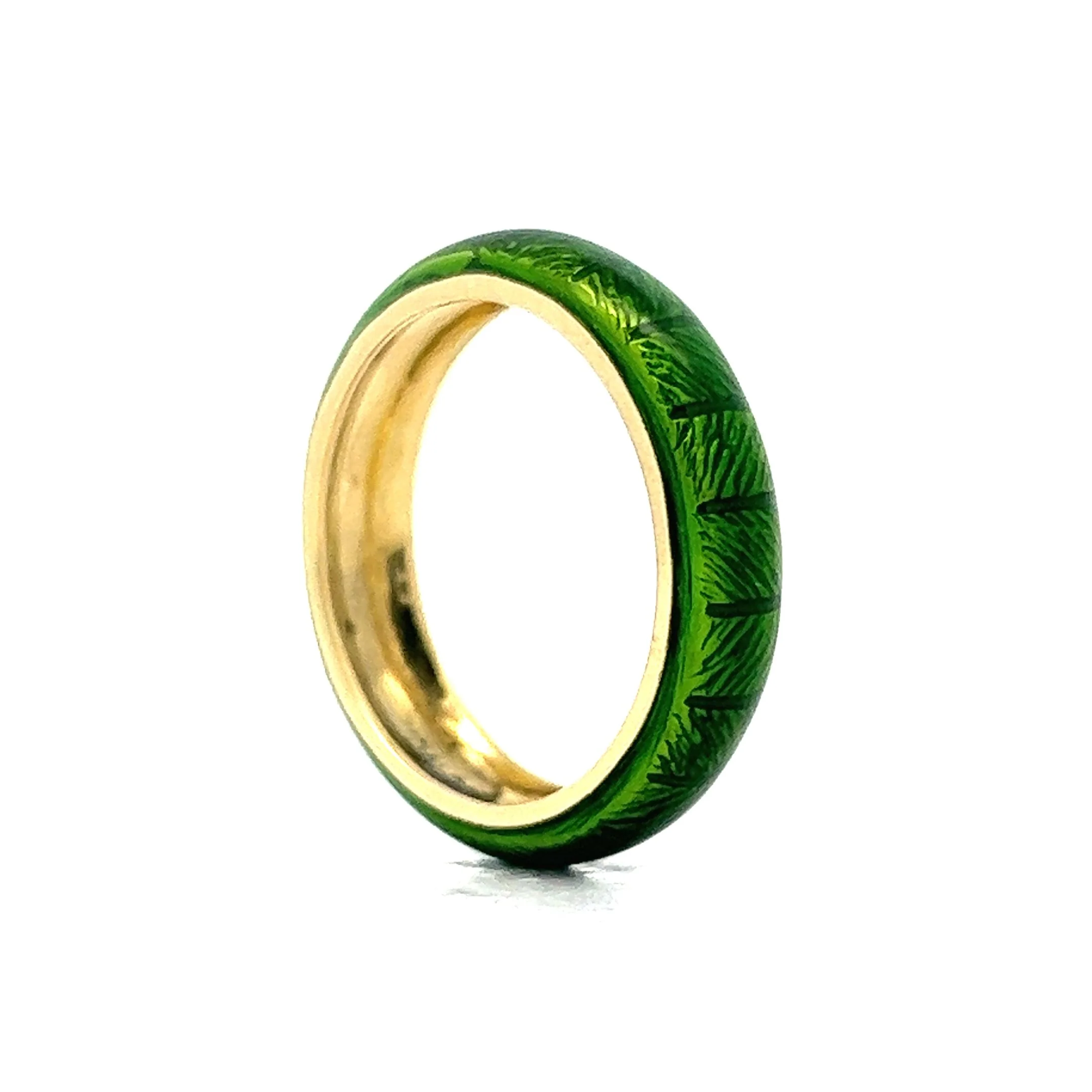 Green Enamel Stacking Band in 18k Yellow Gold - Image 5