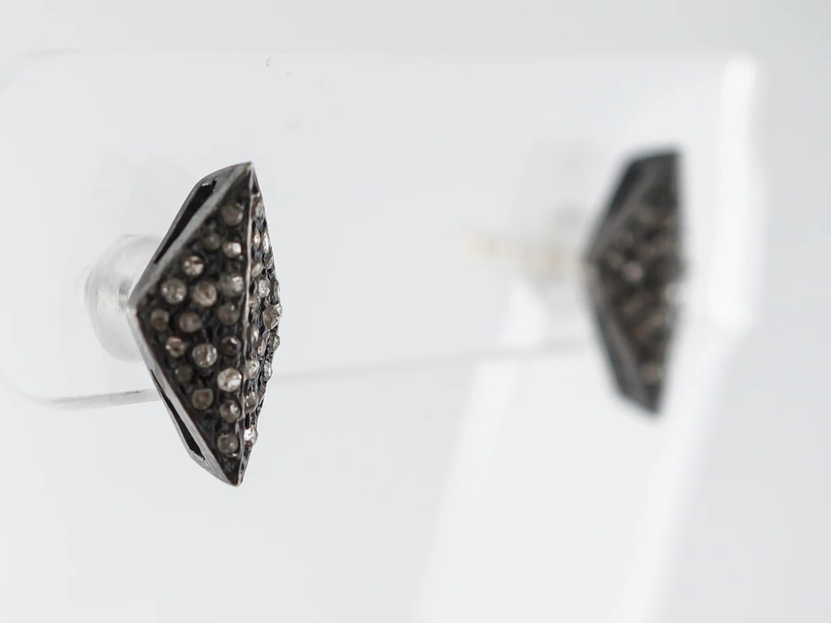 Grey Diamond Stud Earrings in Sterling Silver - Image 2