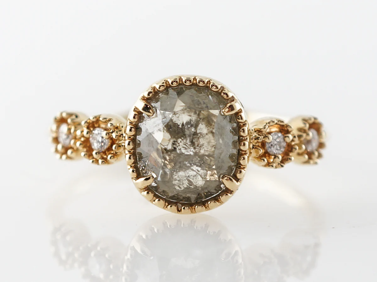 Grey Rose Cut Diamond Engagement Ring in 18k