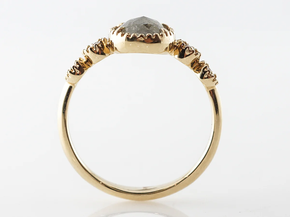Grey Rose Cut Diamond Engagement Ring in 18k - Image 4
