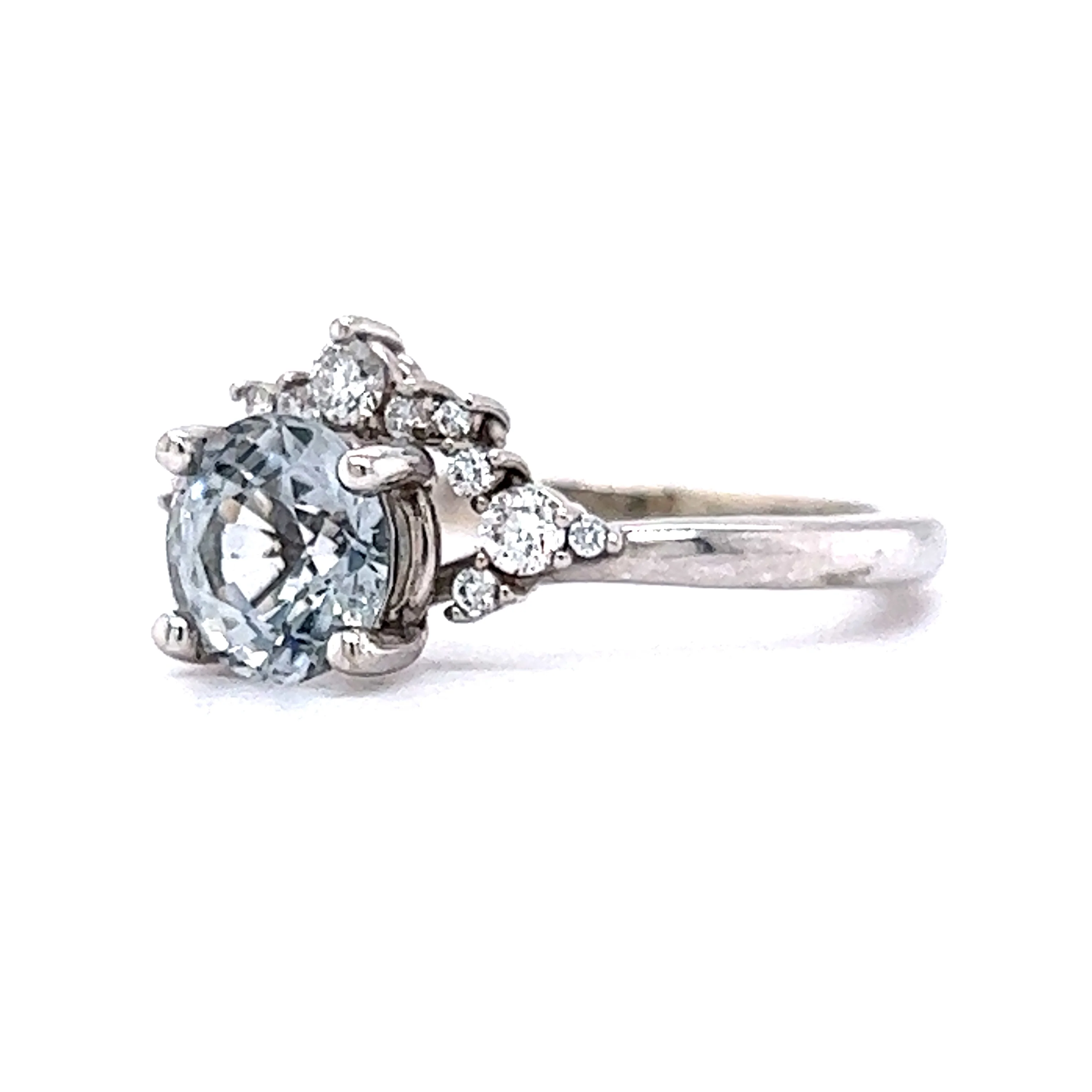 Grey Spinel Engagement Ring w/ Diamond Accents in White Gold - Image 2
