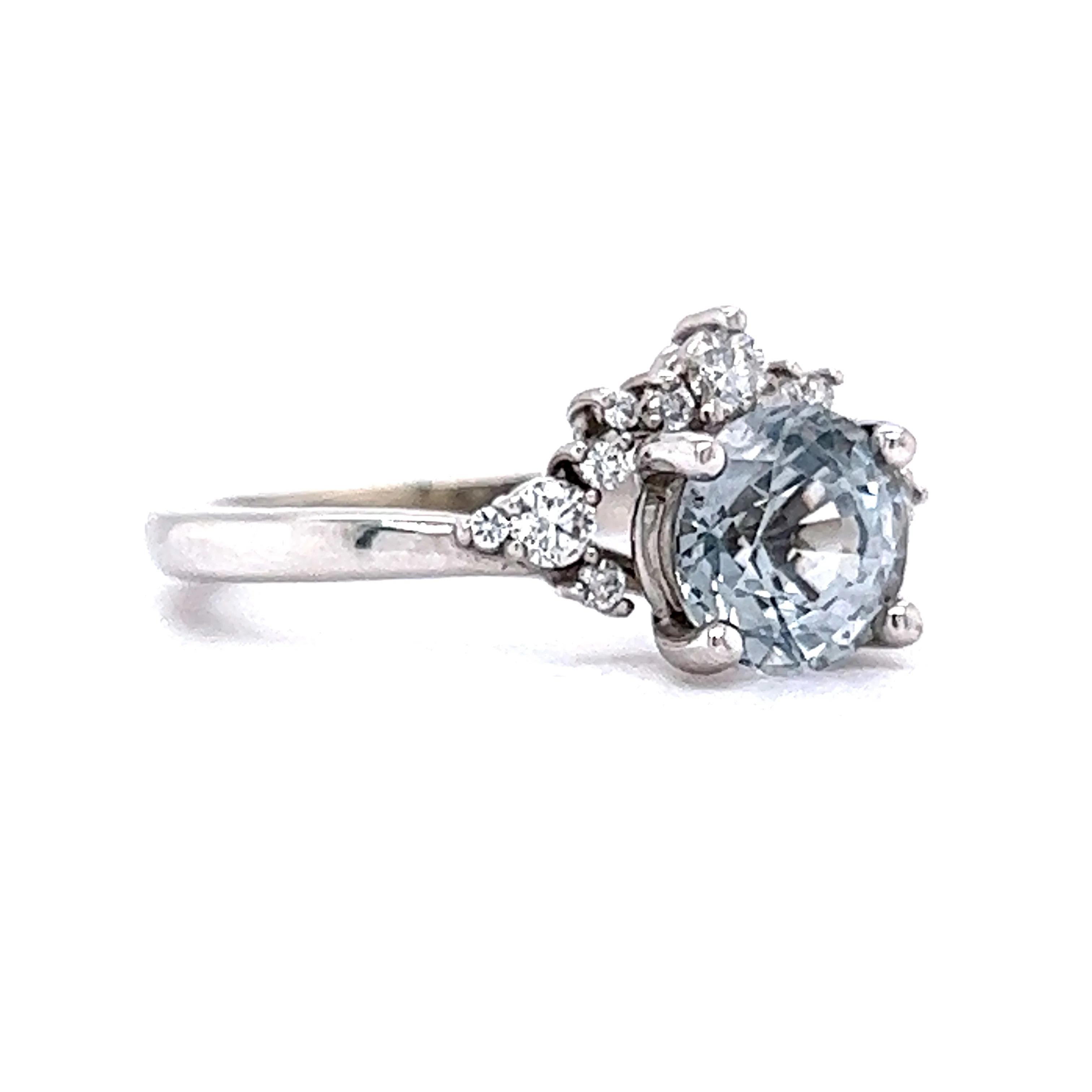 Grey Spinel Engagement Ring w/ Diamond Accents in White Gold - Image 3