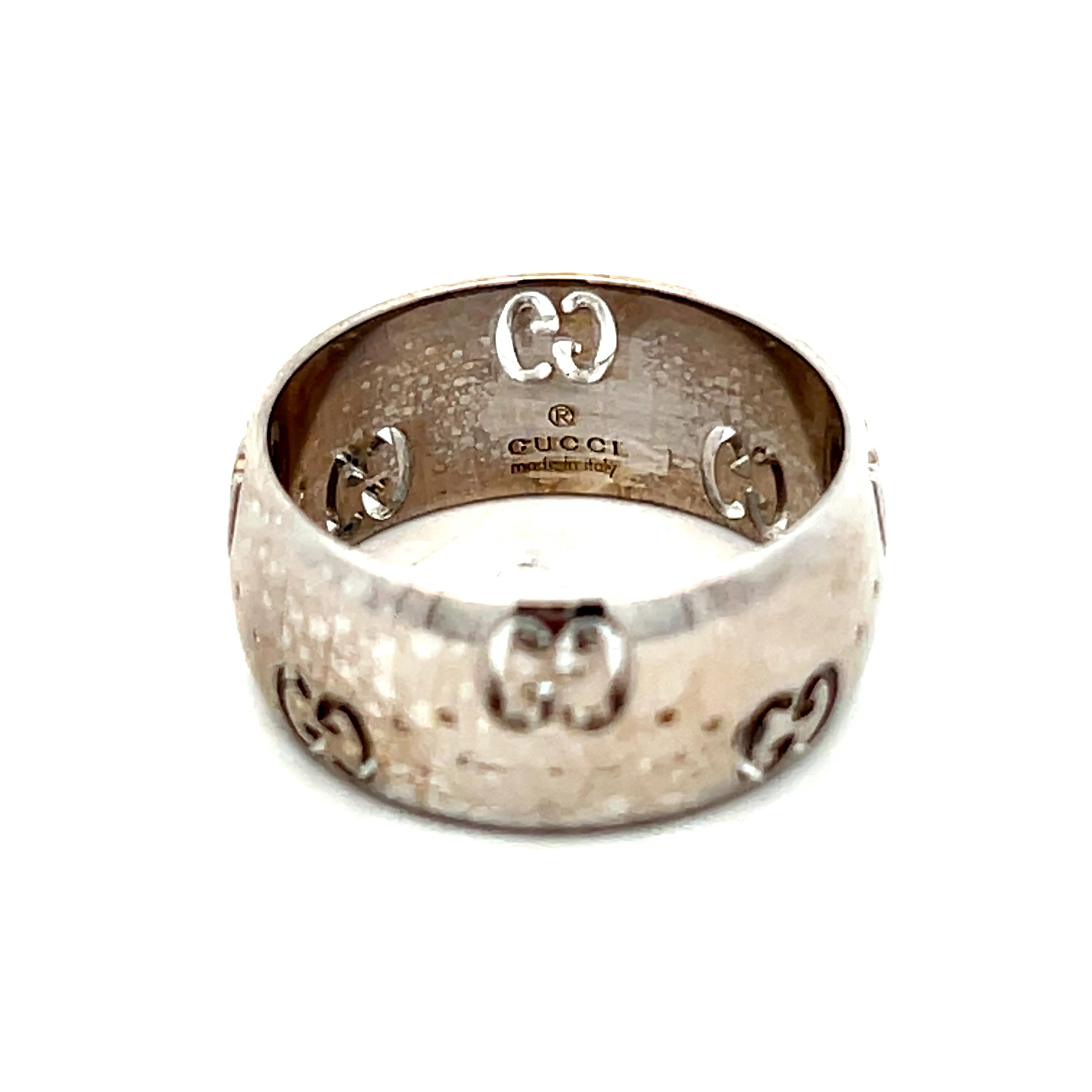 Gucci Icon 8mm Engraved Ring in 18k White Gold - Image 6