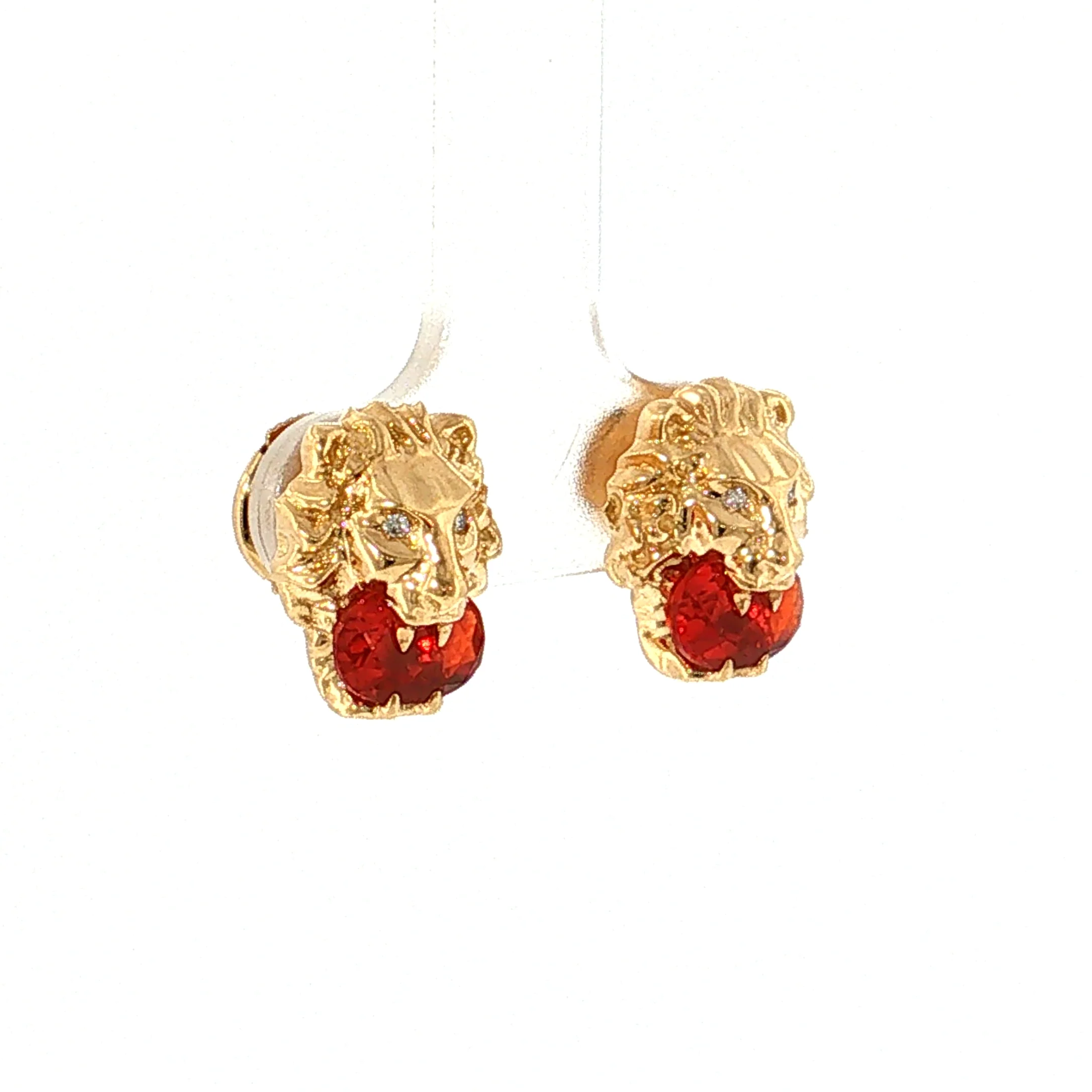 Gucci Lion Fire Opal & Diamond Stud Earrings 18k - Image 3