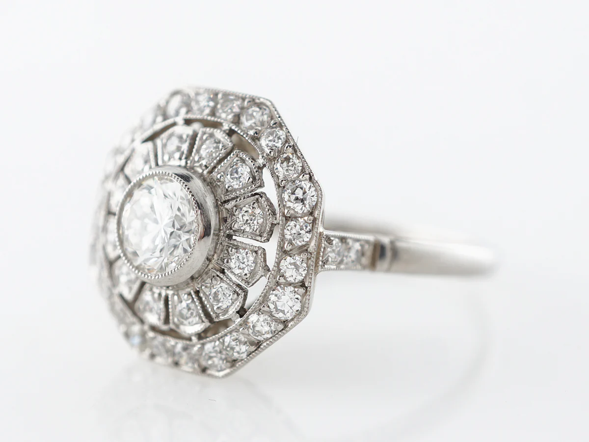 Half Carat Diamond Cluster Engagment Ring Platinum - Image 2