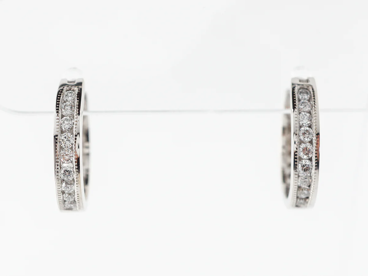 Half Carat Diamond Hoop Earrings in White Gold