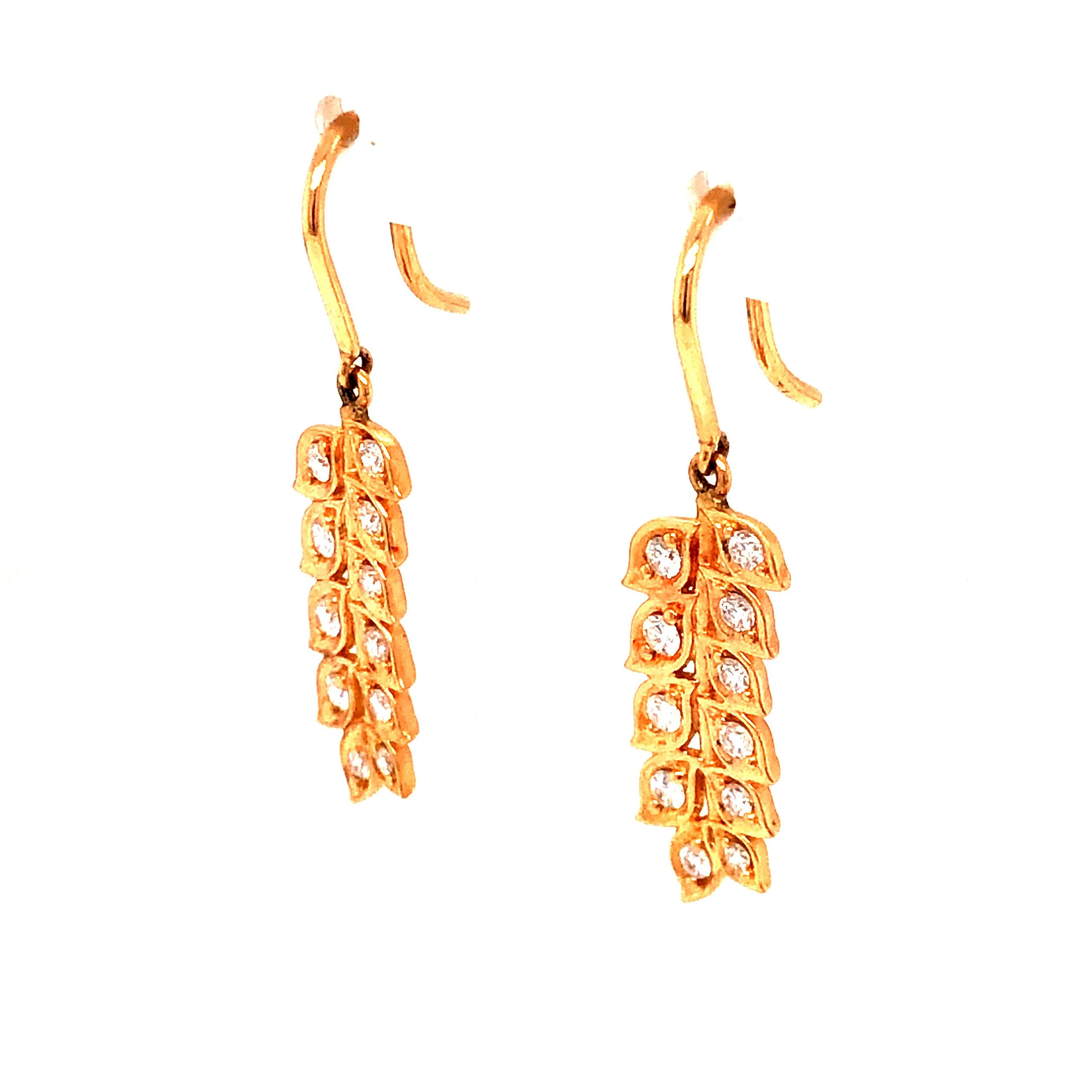 Half-Carat Diamond Leaf Earrings in 18K Rose Gold - Image 2