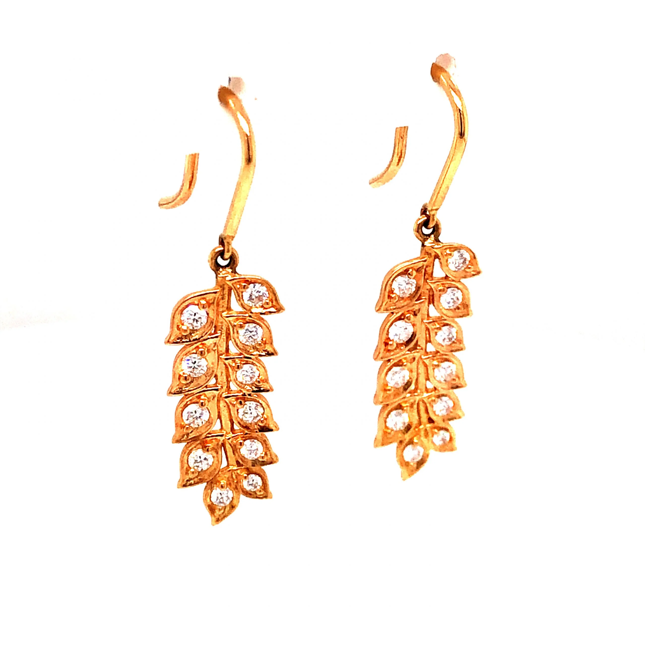 Half-Carat Diamond Leaf Earrings in 18K Rose Gold - Image 3