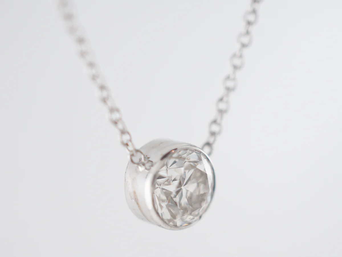 Half Carat Old European Diamond Necklace in 14k - Image 3