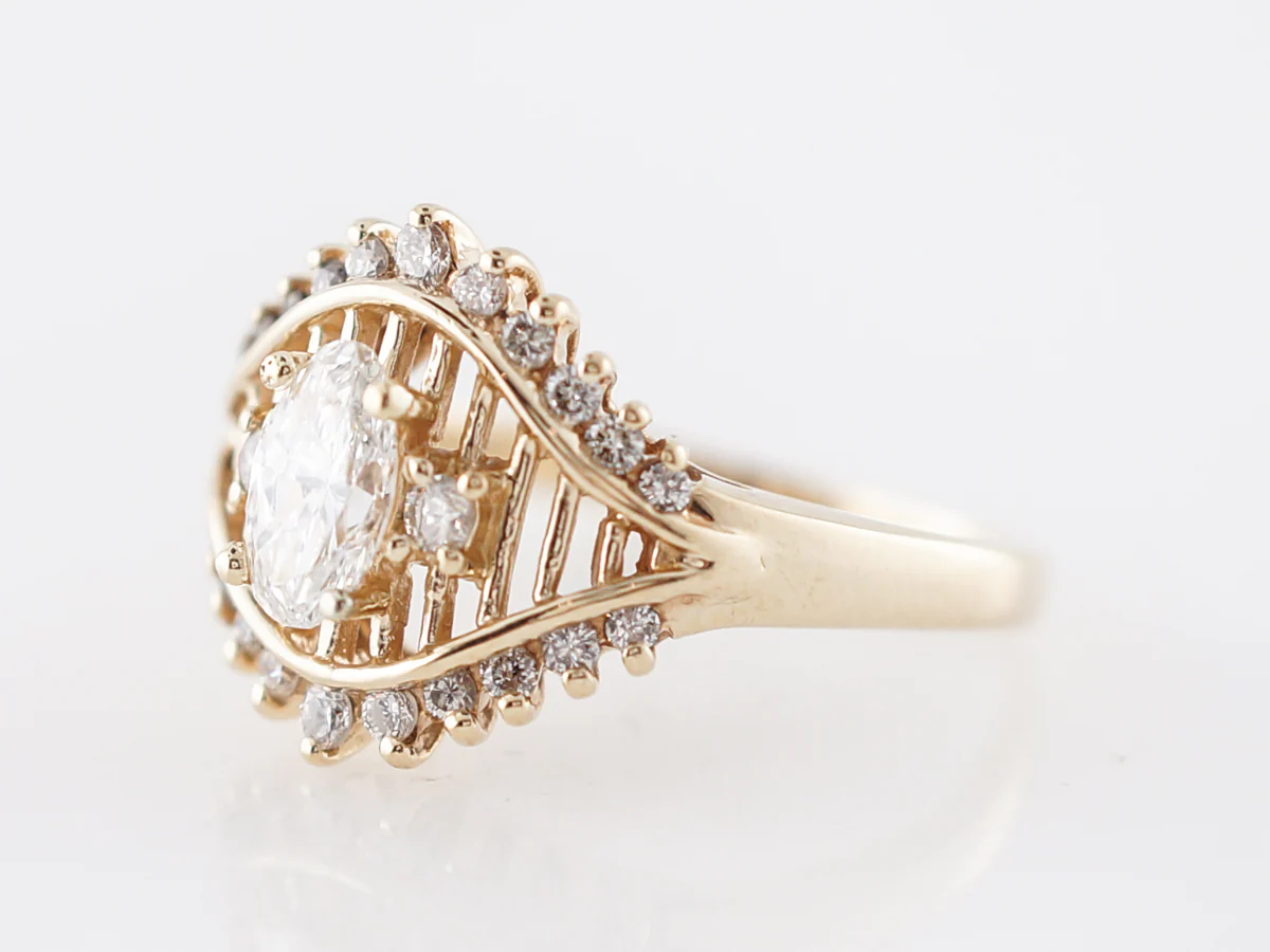 Half Carat Oval Diamond Ring w/ Yellow Gold Filigree - Image 2