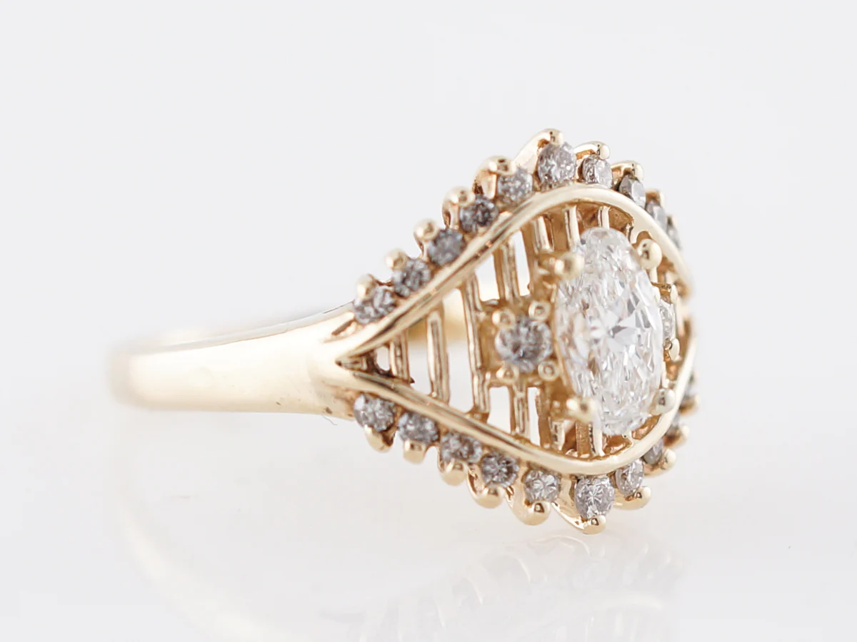 Half Carat Oval Diamond Ring w/ Yellow Gold Filigree - Image 3