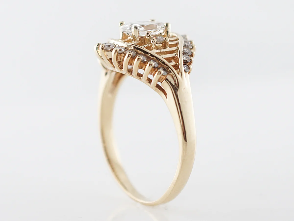 Half Carat Oval Diamond Ring w/ Yellow Gold Filigree - Image 5