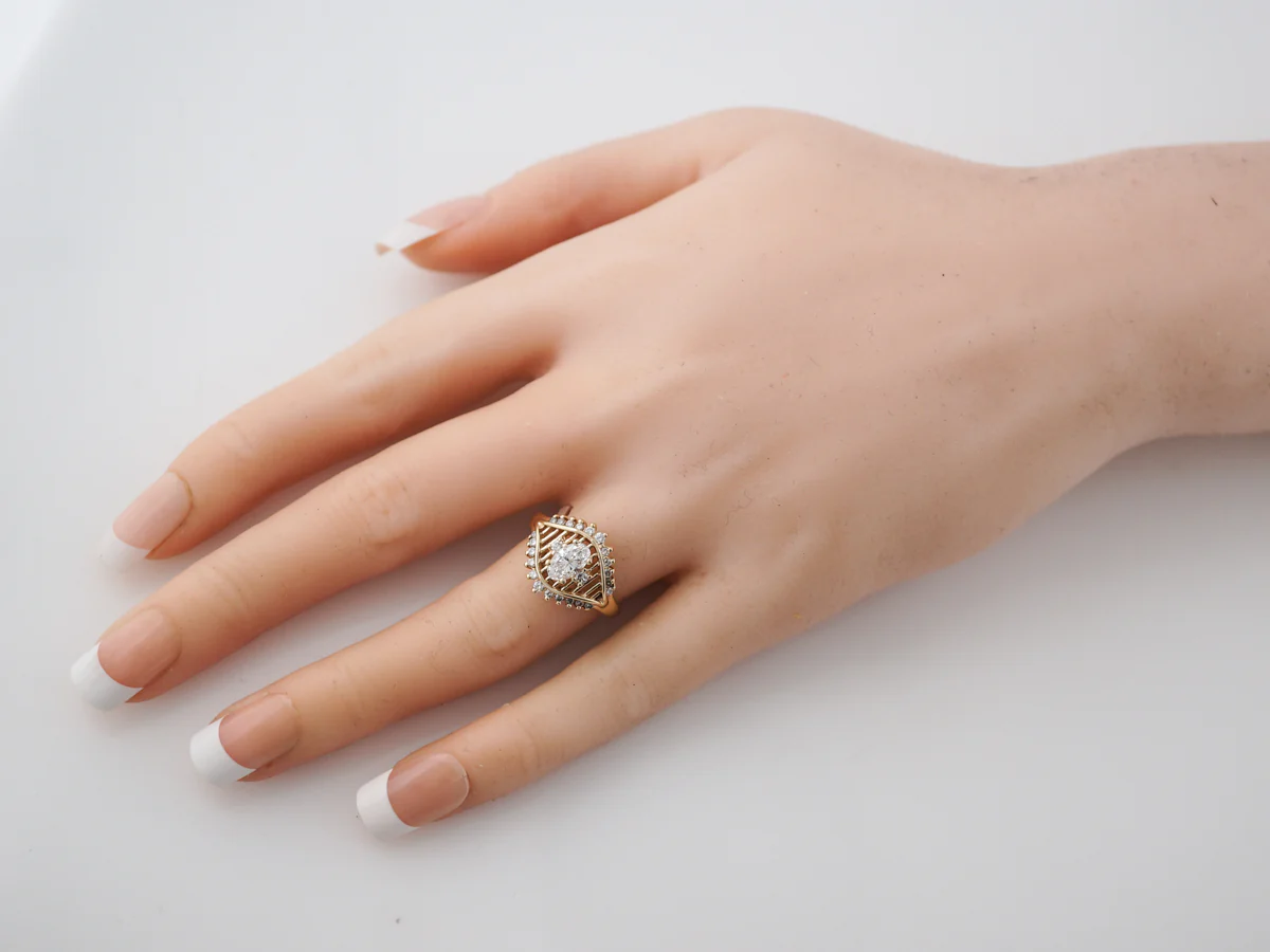 Half Carat Oval Diamond Ring w/ Yellow Gold Filigree - Image 7