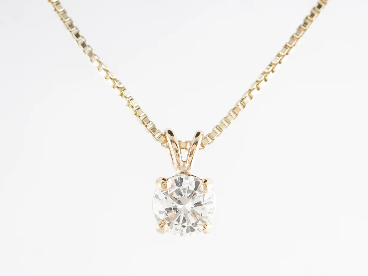 Half Carat Round Diamond Pendant Necklace in 14k - Image 3