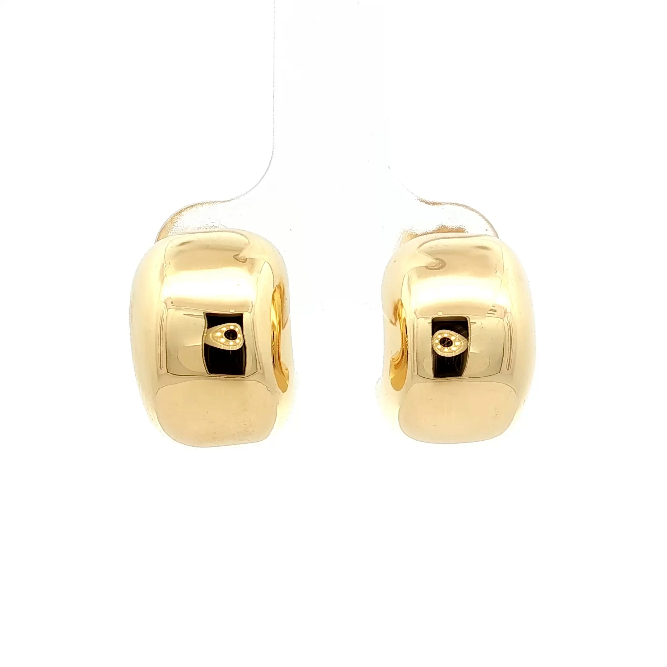 Half Moon Puffy Hoop Earrings in 14k Yellow Gold