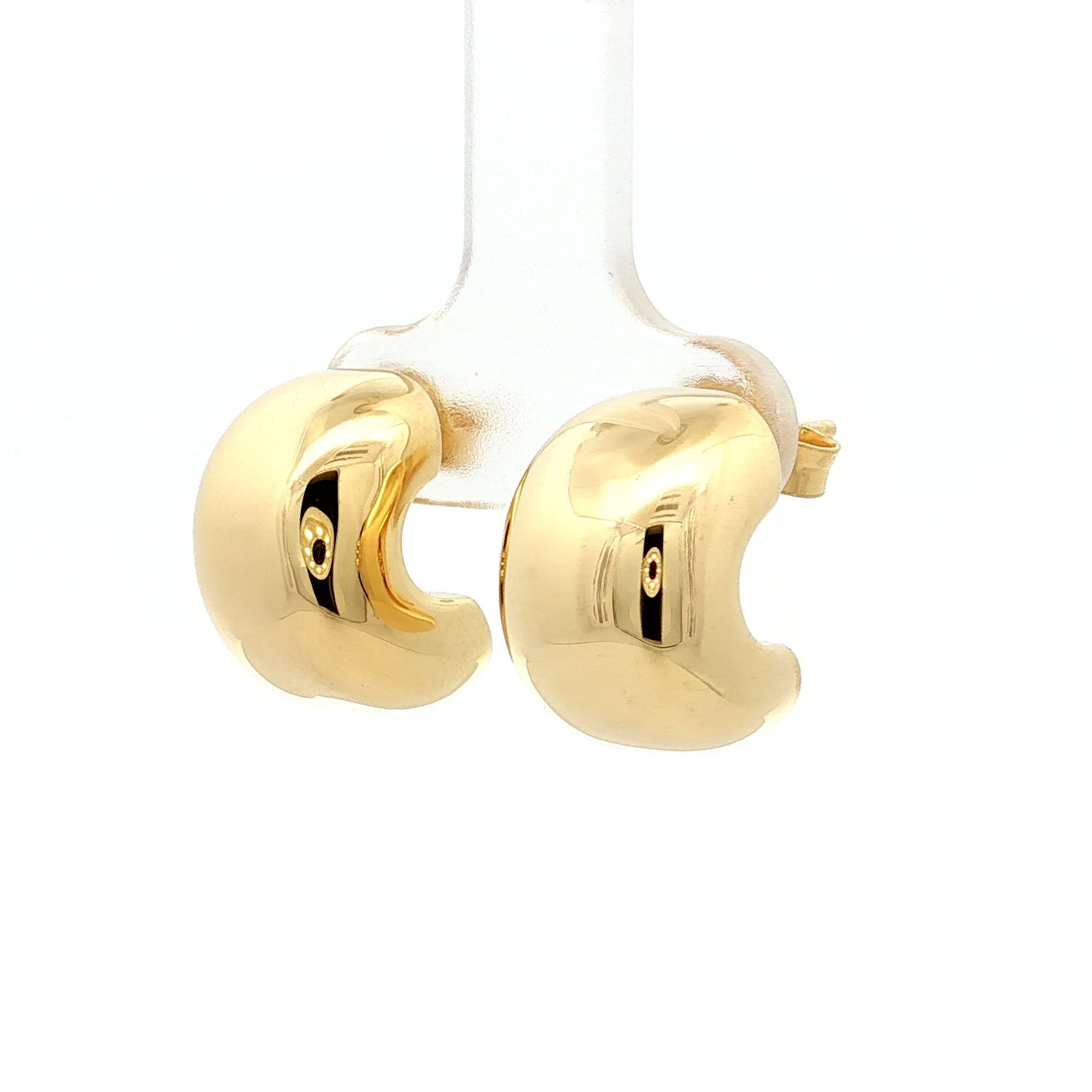 Half Moon Puffy Hoop Earrings in 14k Yellow Gold - Image 2