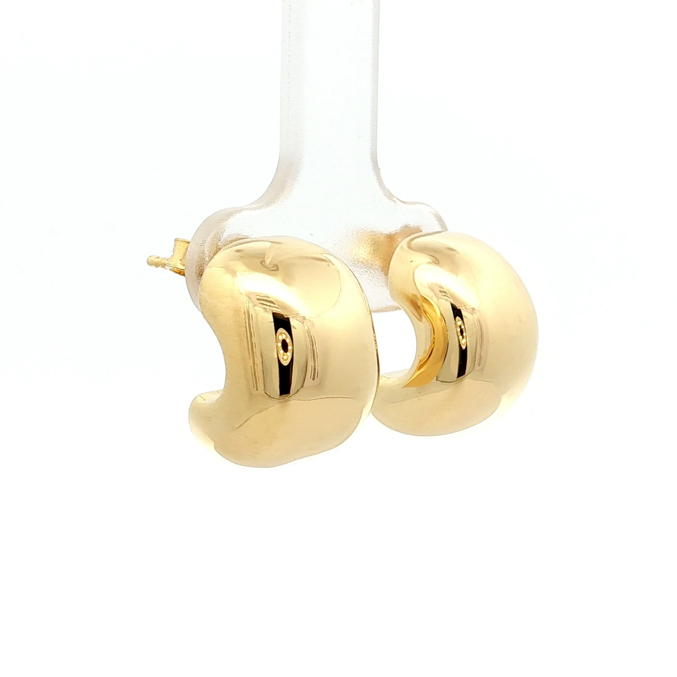 Half Moon Puffy Hoop Earrings in 14k Yellow Gold - Image 3