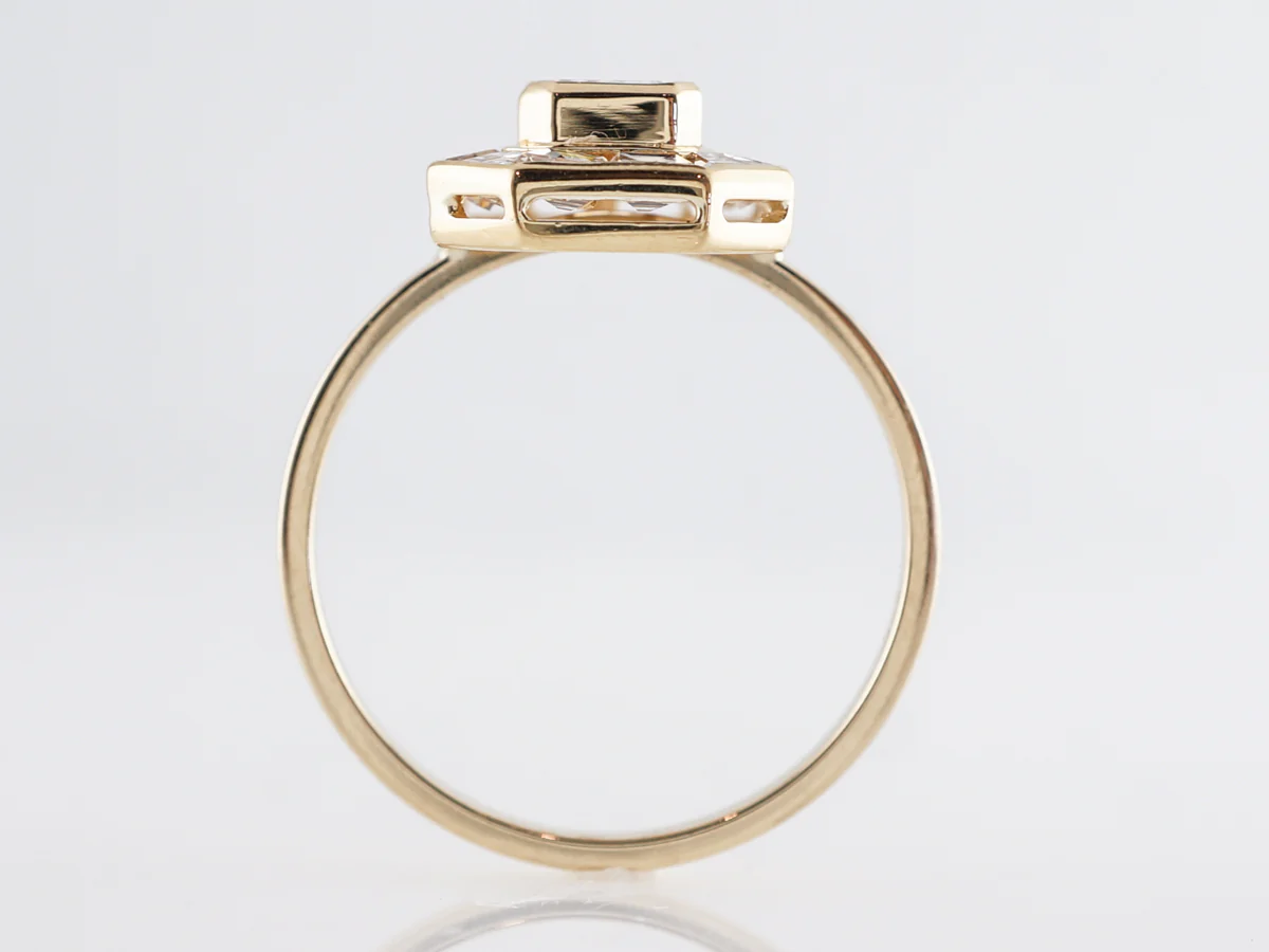Halo Emerald Cut Diamond Engagement Ring in Yellow Gold - Image 4