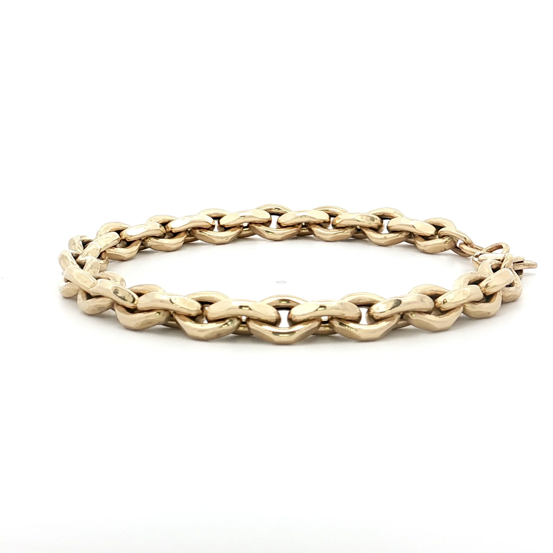 Hammered Curb Link Bracelet 14k Yellow Gold - Image 2
