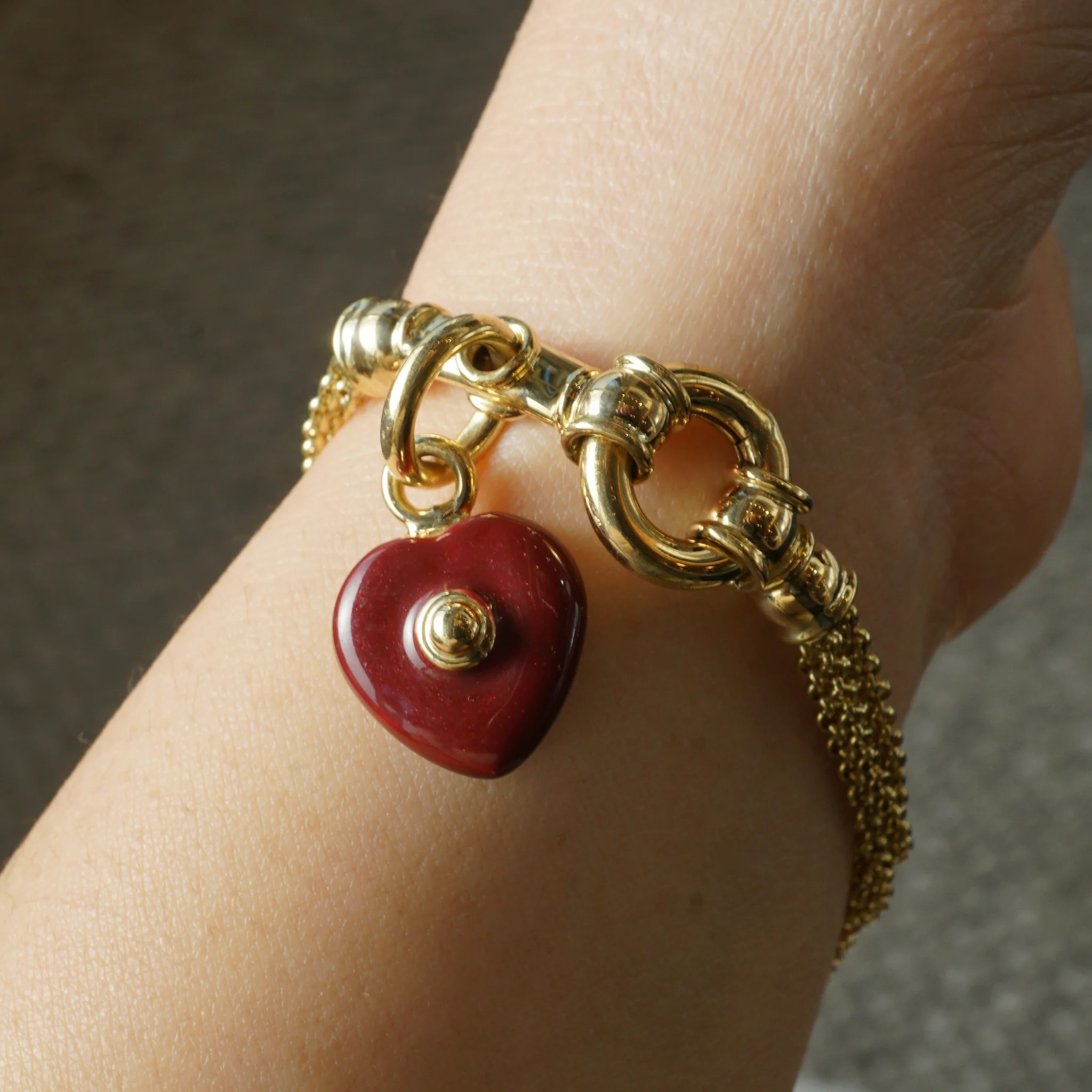 Heart Charm Multi-Chain Bracelet in 18k Yellow Gold - Image 4