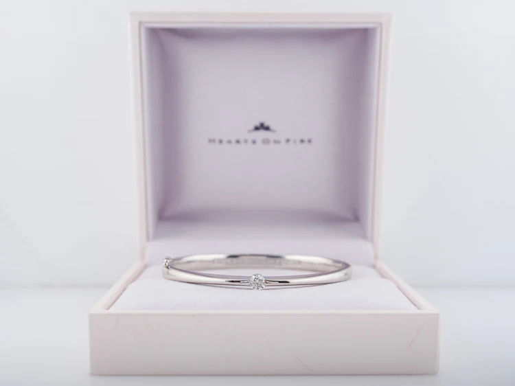 Hearts On Fire Bangle Bracelet .40 Round Brilliant Diamond in 18k White Gold - Image 6
