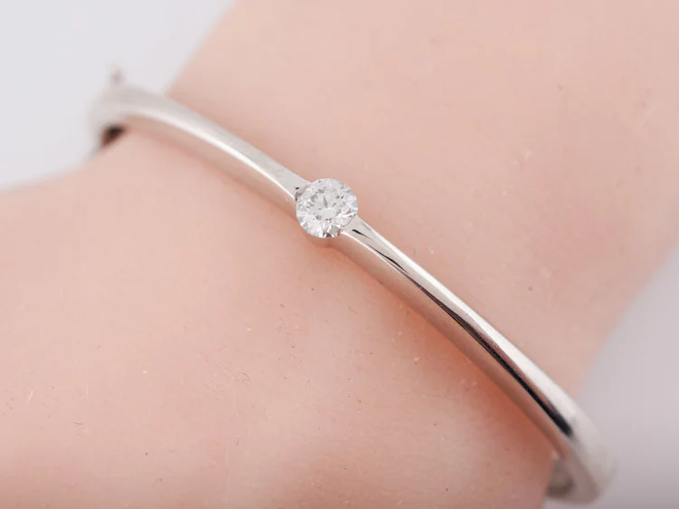 Hearts On Fire Bangle Bracelet .40 Round Brilliant Diamond in 18k White Gold - Image 7