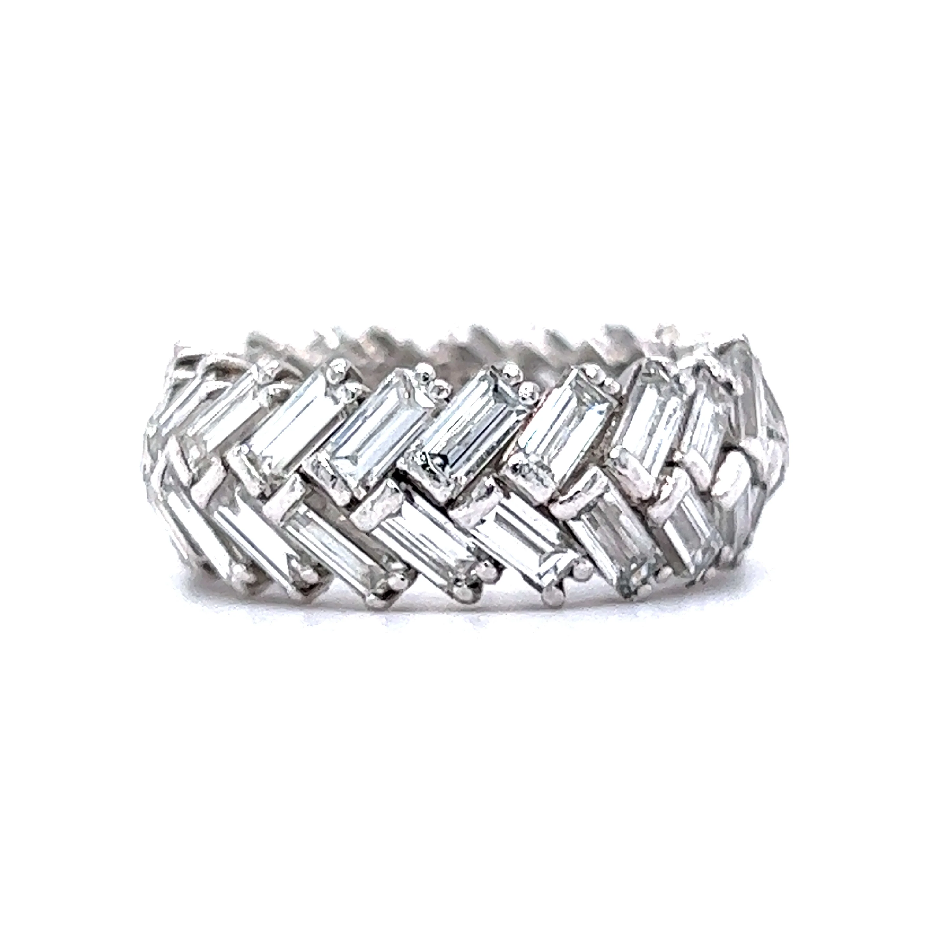 Herringbone Diamond Eternity Band in Platinum - Image 2