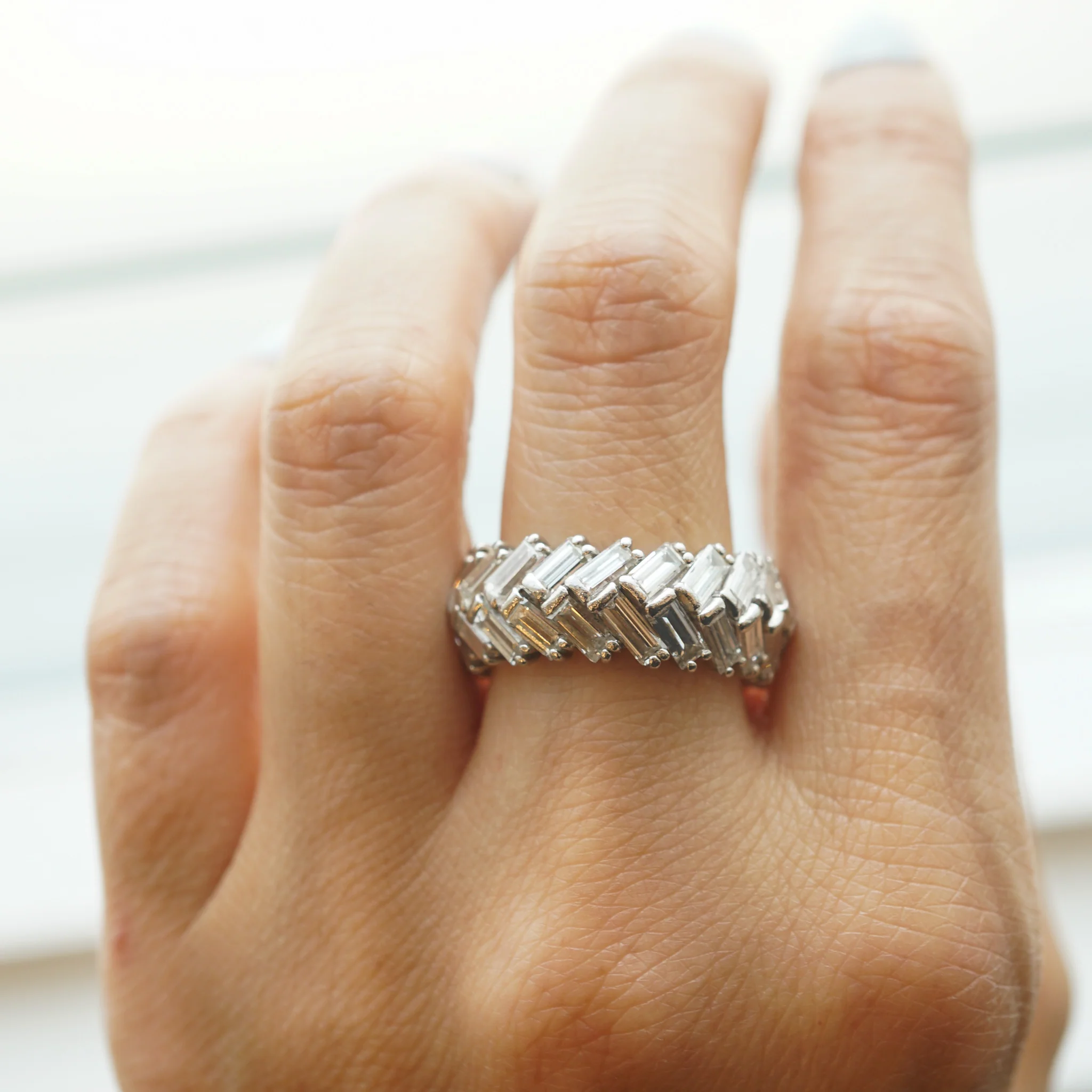 Herringbone Diamond Eternity Band in Platinum - Image 7